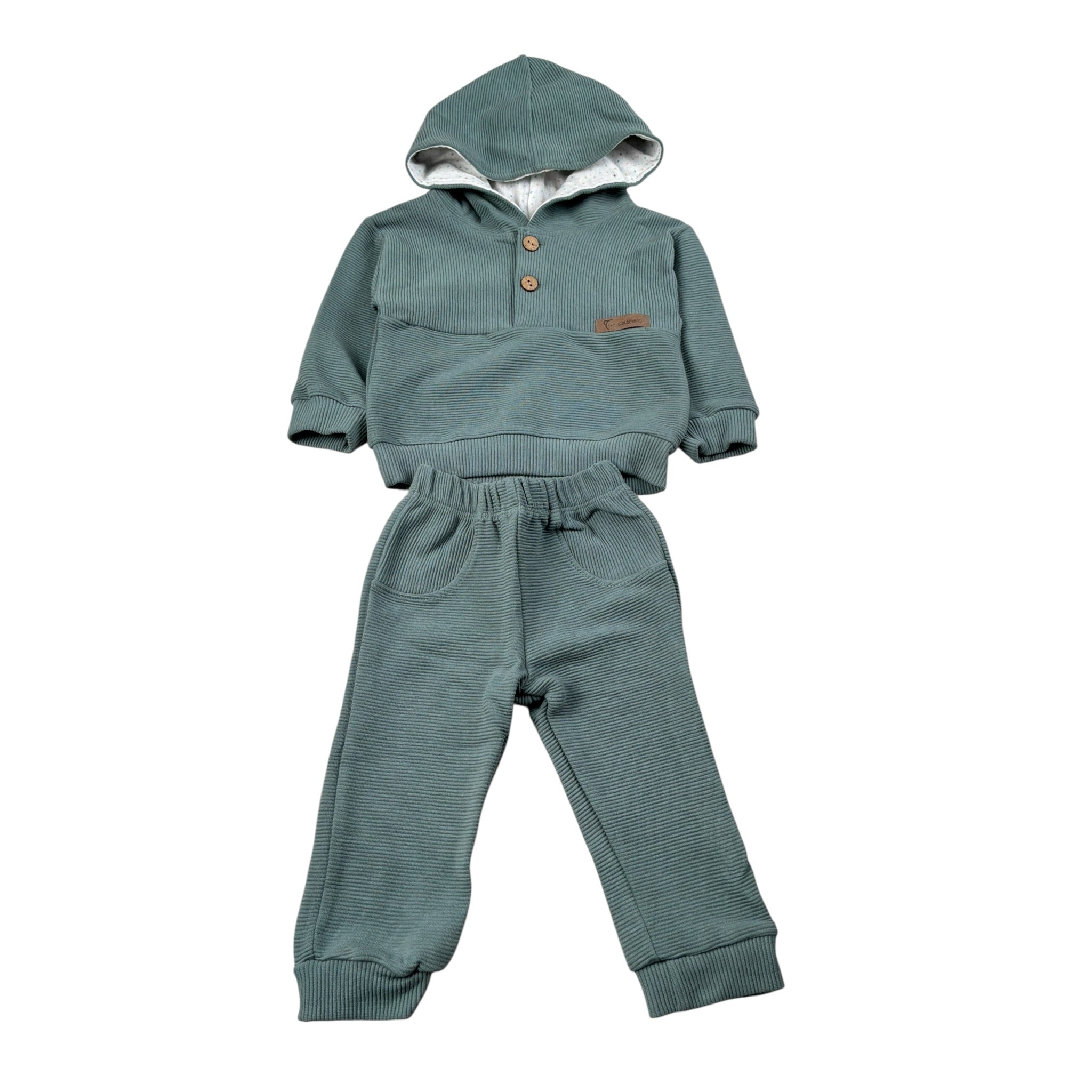 Calamaro Completo 2 Pezzi Felpa-Pantalone tinta unita Verde per Neonato 11189 VERDE CALAMARO 