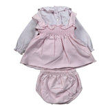 Calamaro Completo 3Pz Camicia-Salopette-Coulotte tinta unita Rosa per Neonata 22091 ROSA CALAMARO 