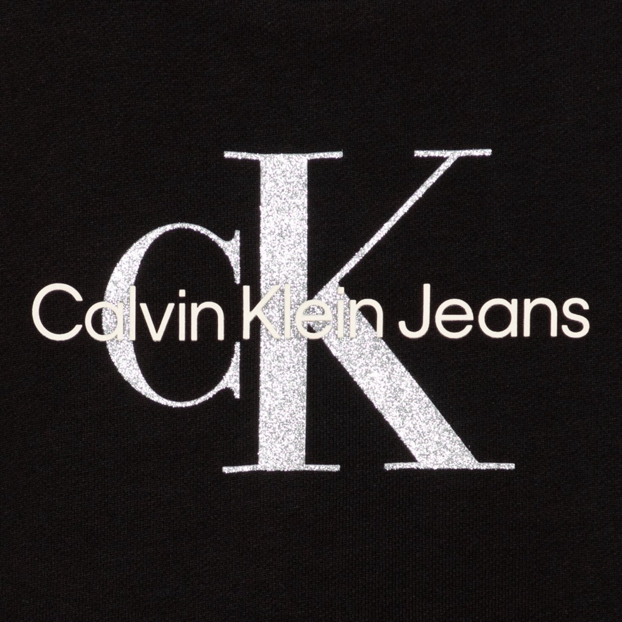 Calvin Klein Felpa tinta unita con Logo Nero per Bambina 02738 NERO CALVIN KLEIN 