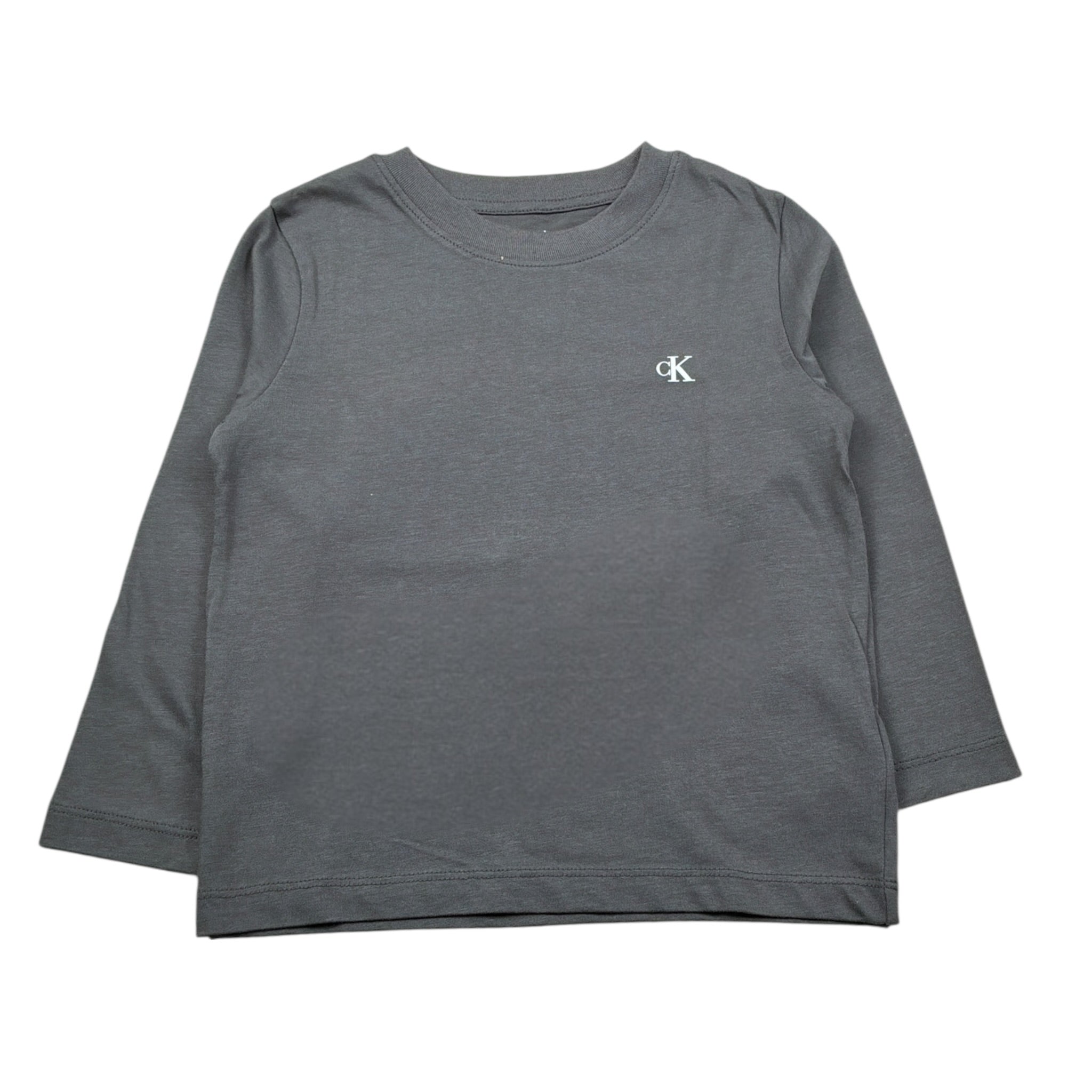 Calvin Klein Shirt Girocollo tinta unita con Logo Grigio per Bambino IB01539 GRIGIO CALVIN KLEIN 