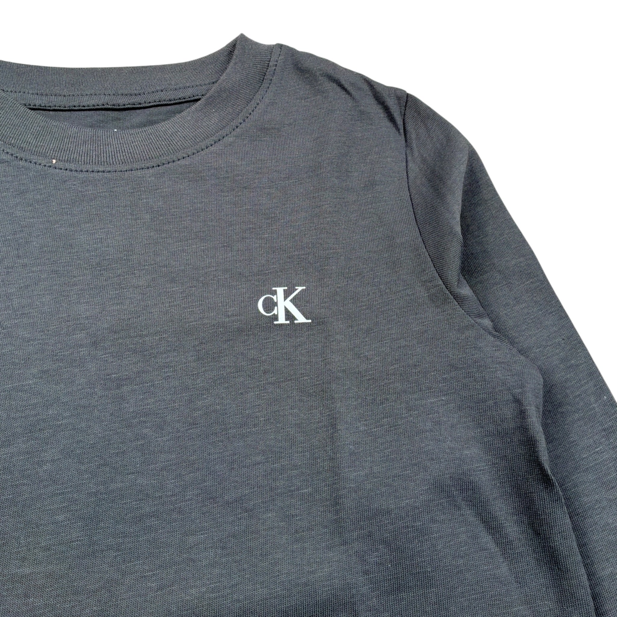 Calvin Klein Shirt Girocollo tinta unita con Logo Grigio per Bambino IB01539 GRIGIO CALVIN KLEIN 