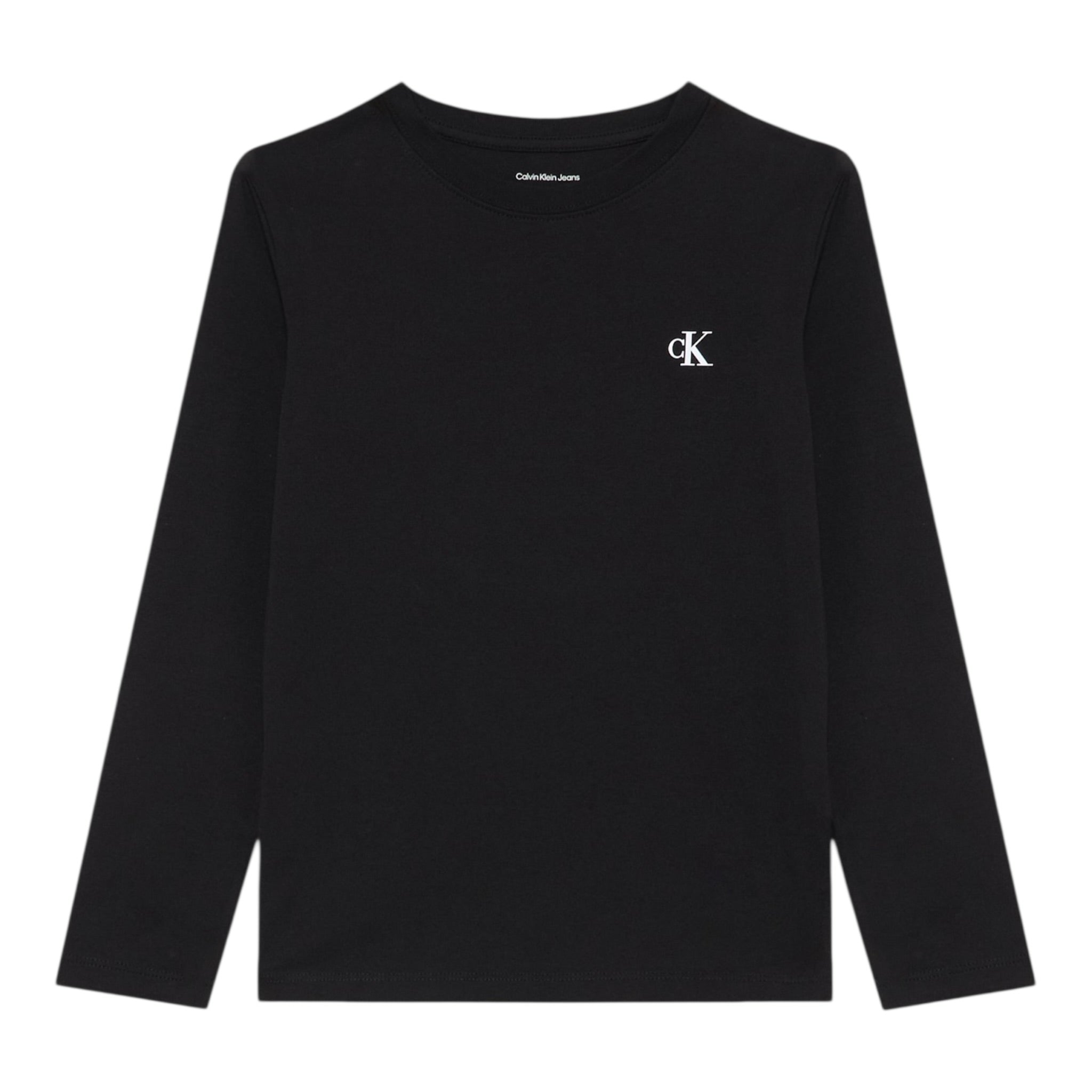 Calvin Klein Shirt Girocollo tinta unita con Stampa Nero per Bambino IB02255 NERO CALVIN KLEIN 