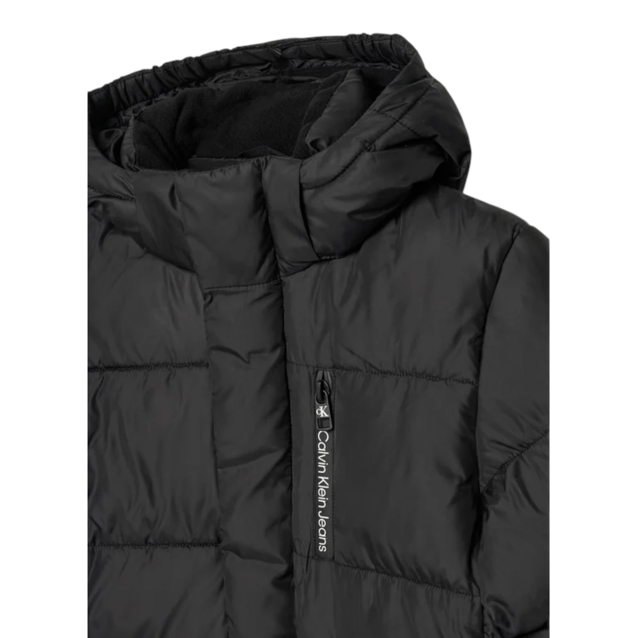 Calvin Klein Giubbino tinta unita con Zip E Cappuccio Nero per Bambino IB0IB01276X NERO CALVIN KLEIN 
