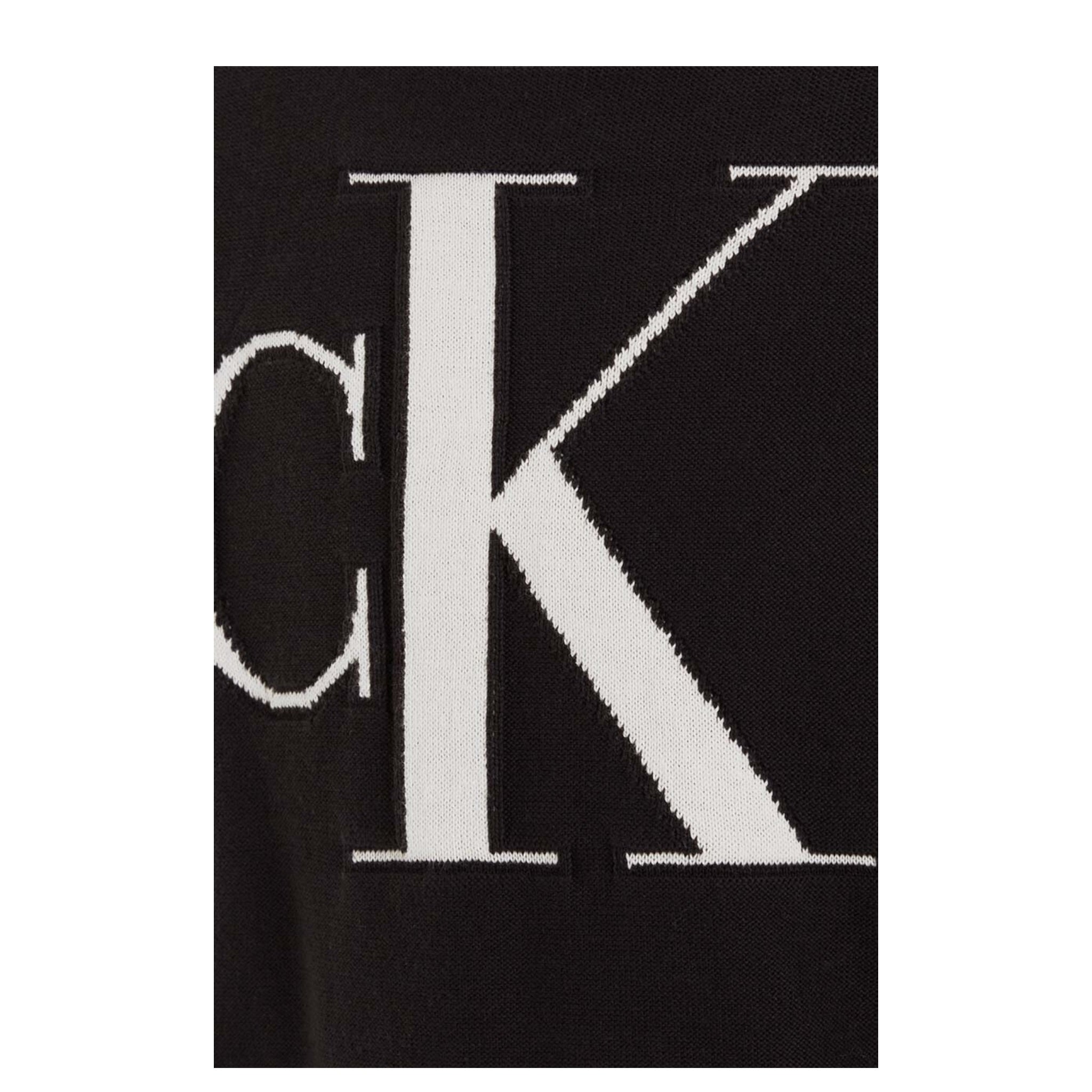Calvin Klein Maglia Girocollo tinta unita con Logo Nero/Bianco per Bambino IB0IB01961 NERO/BIANCO CALVIN KLEIN 