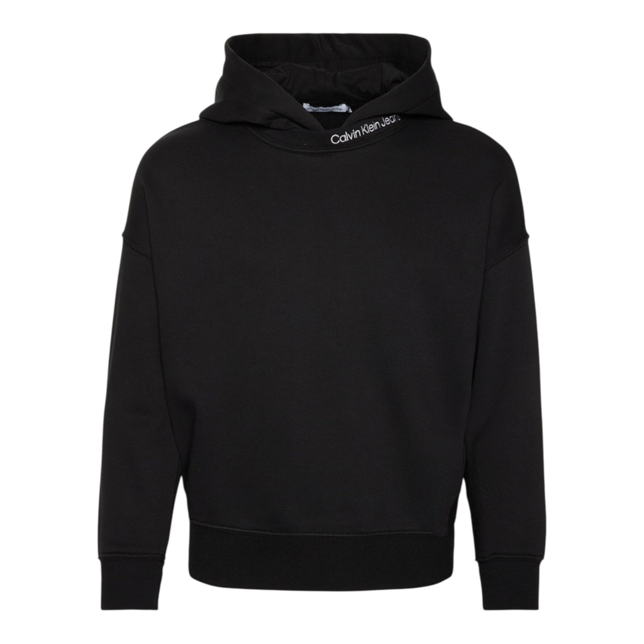 Calvin Klein Felpa tinta unita con Cappuccio E Logo Nero per Bambina IB0IB02038 NERO CALVIN KLEIN 