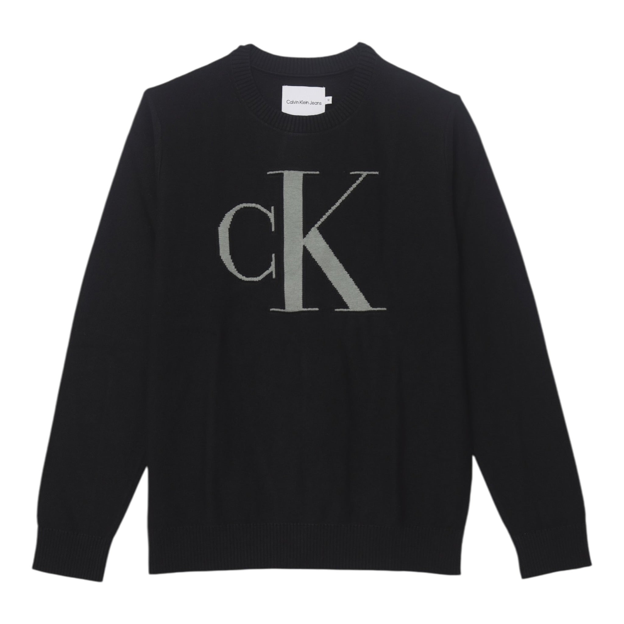 Calvin Klein Maglia Girocollo tinta unita con Logo Nero per Bambino IB0IB02152 NERO CALVIN KLEIN 