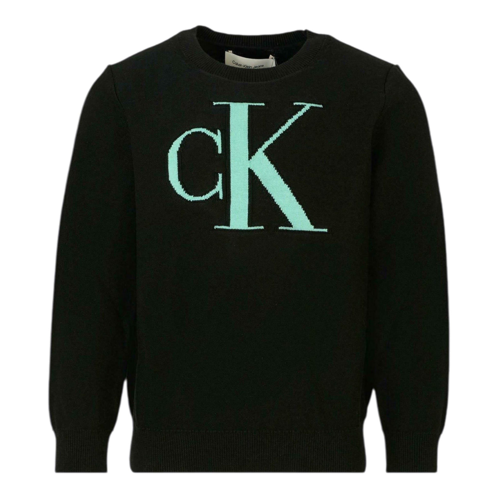 Calvin Klein Maglia Girocollo tinta unita con Logo Nero/Verde per Bambino IB0IB02152 NERO/VERDE CALVIN KLEIN 