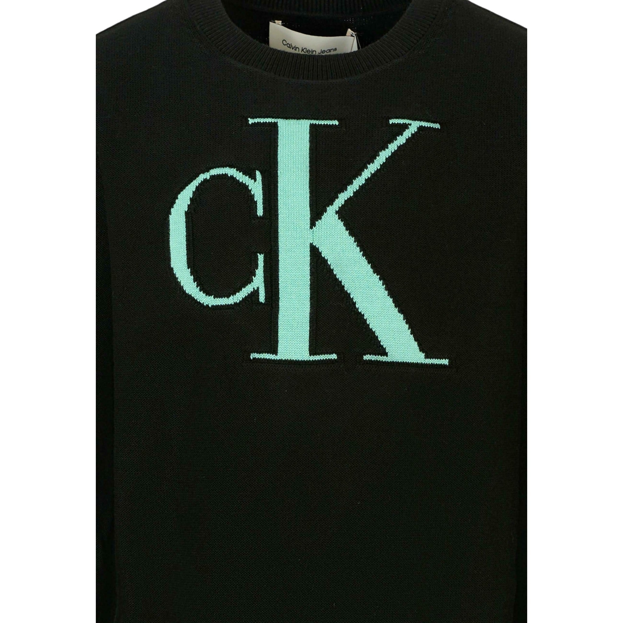 Calvin Klein Maglia Girocollo tinta unita con Logo Nero/Verde per Bambino IB0IB02152 NERO/VERDE CALVIN KLEIN 