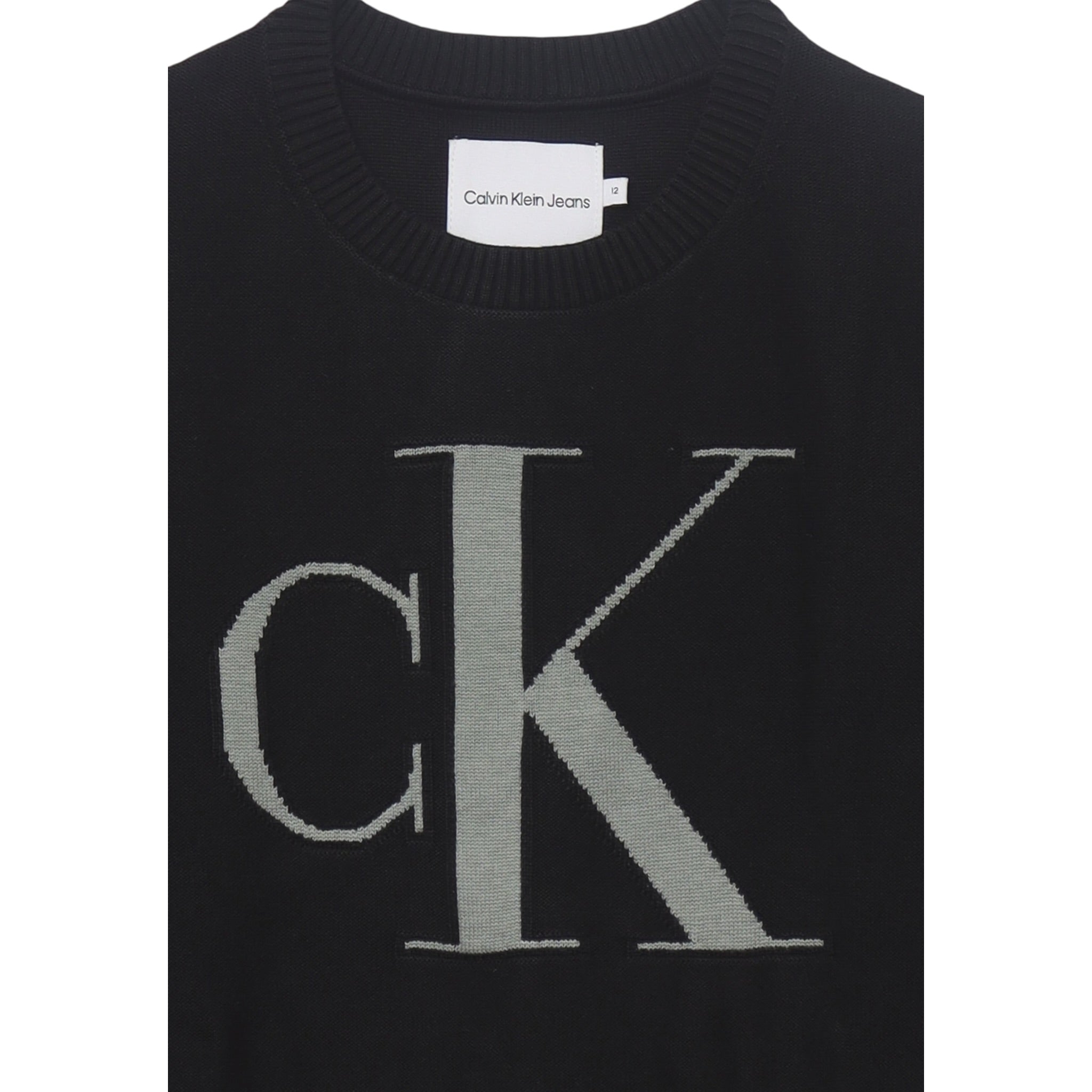 Calvin Klein Maglia Girocollo tinta unita con Logo Nero per Bambino IB0IB02152 NERO CALVIN KLEIN 