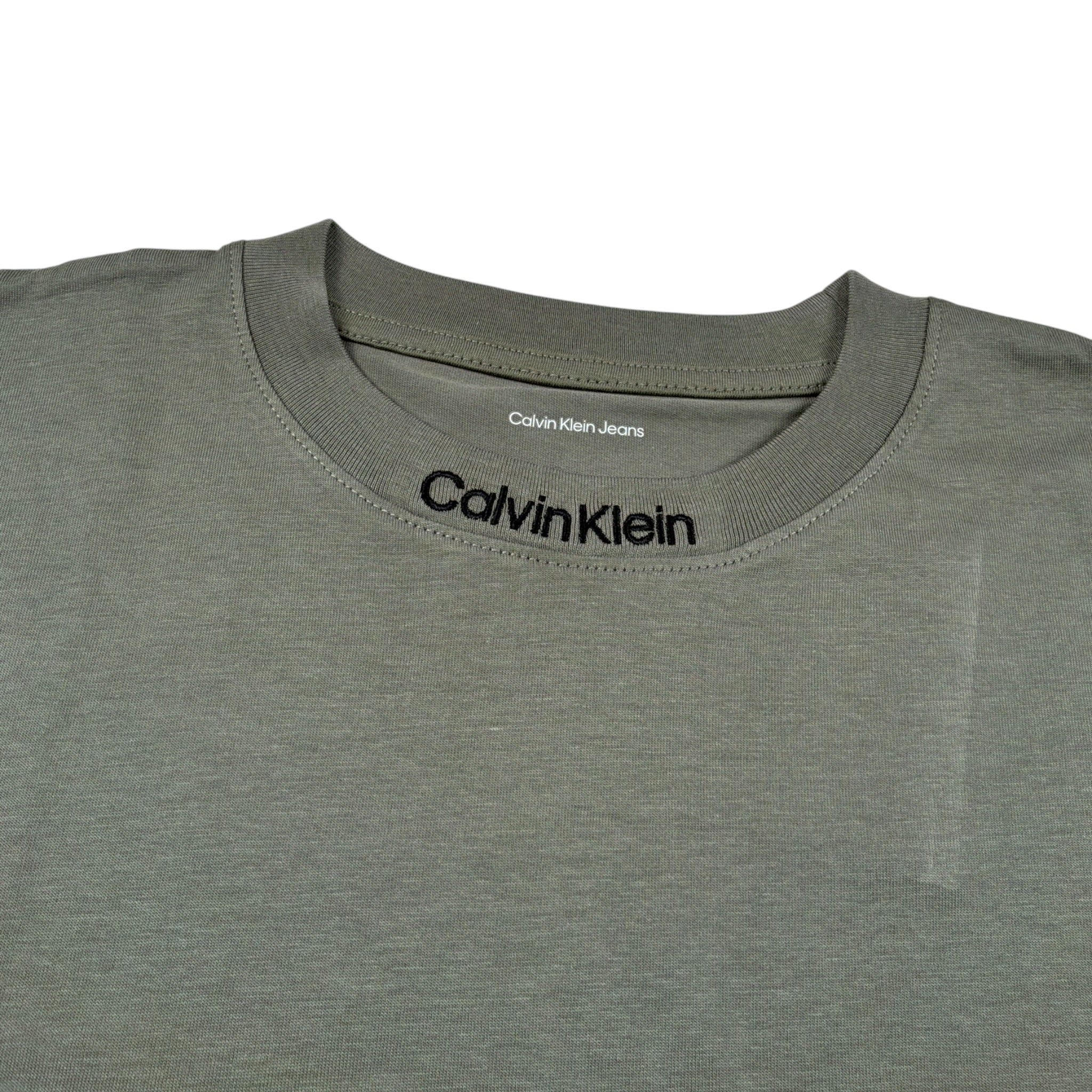 Calvin Klein Shirt Girocollo tinta unita con Logo Verde per Bambino IB0IB02354 VERDE CALVIN KLEIN 