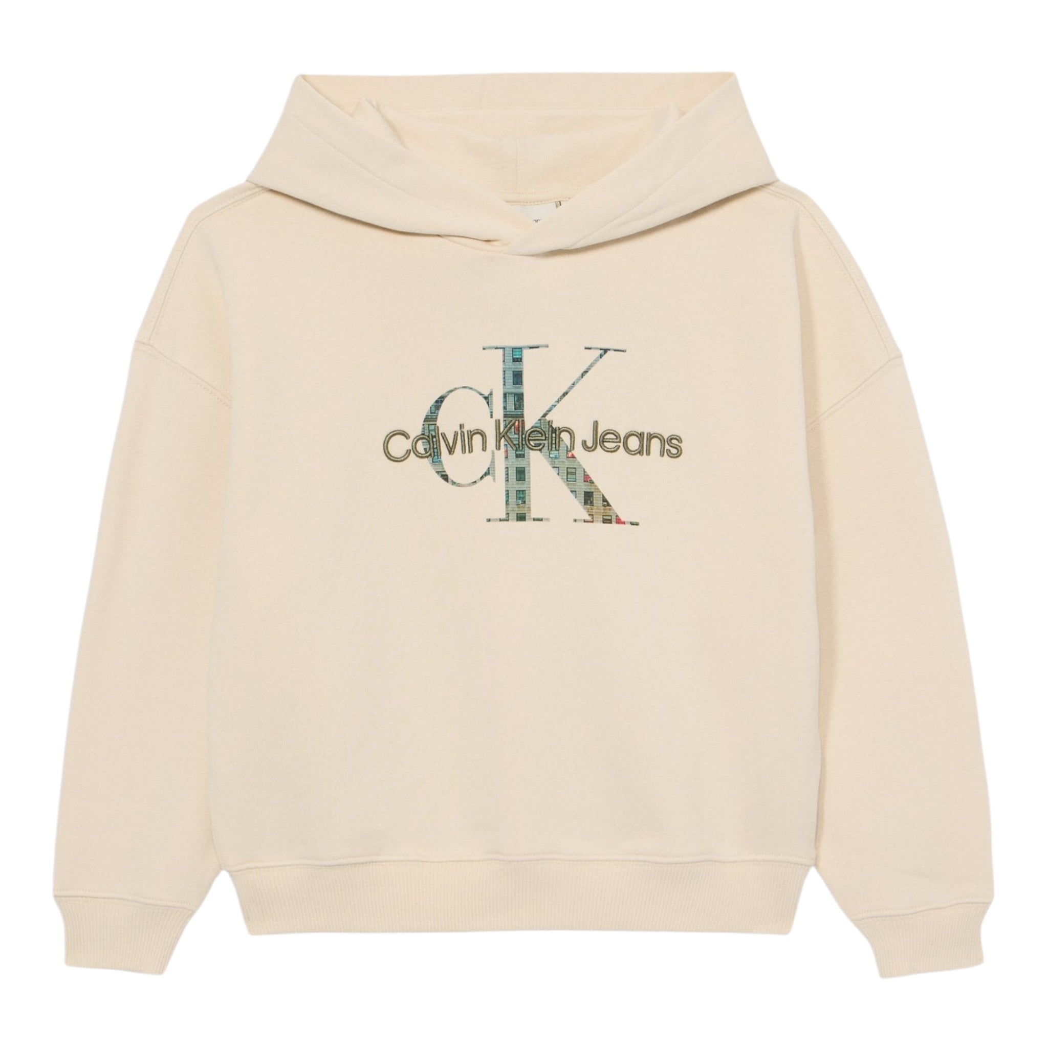 Calvin Klein Felpa Chiusa con Cappuccio tinta unita Beige per Bambina IB0IB02524XX BEIGE CALVIN KLEIN 