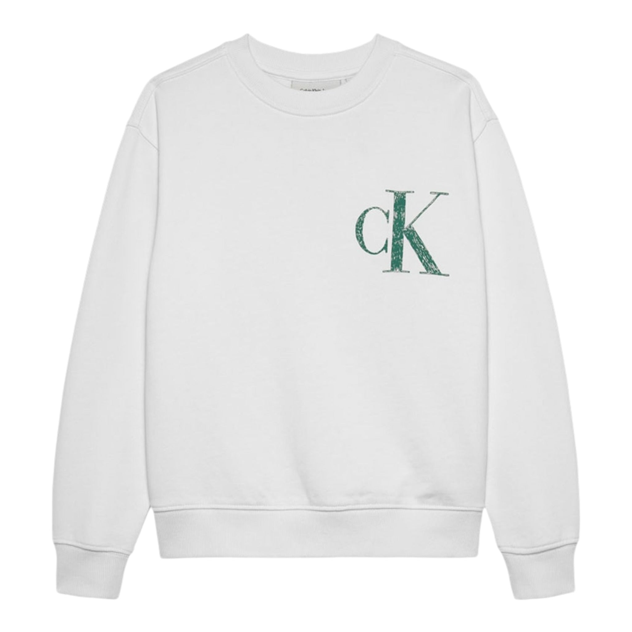 Calvin Klein Felpa Chiusa Girocollo tinta unita con Logo Bianco per Bambino IB0IB02526X BIANCO CALVIN KLEIN 