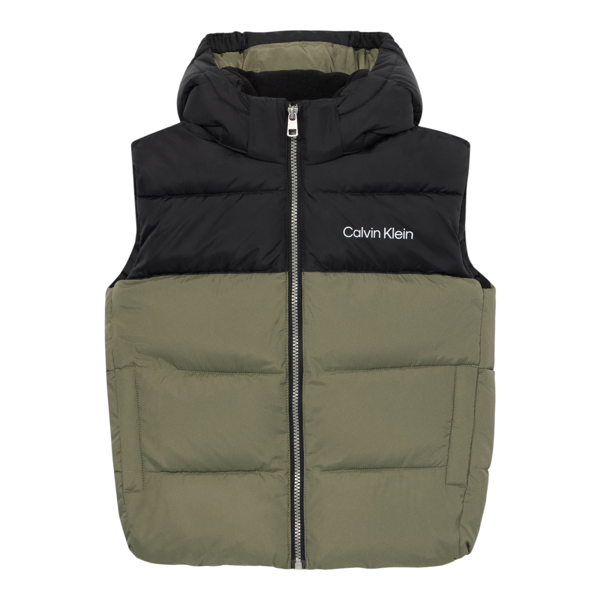 Calvin Klein Smanicato Bicolore con Cappuccio Verde per Bambino IB0IB02535 VERDE CALVIN KLEIN 