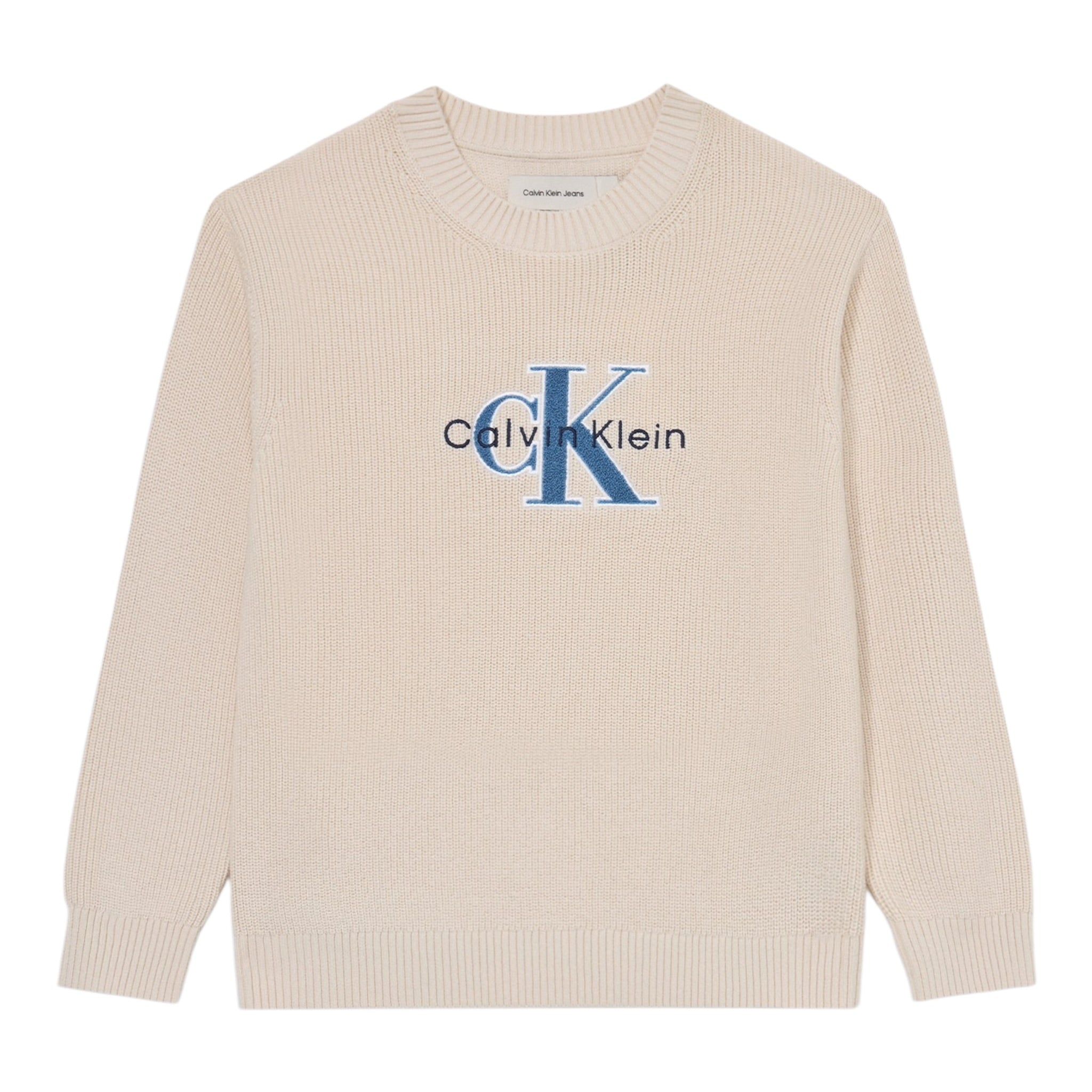 Calvin Klein Maglia Girocollo tinta unita con Logo Beige per Bambino IB0IB02598 BEIGE CALVIN KLEIN 