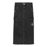 Calvin Klein Gonna In Denim tinta unita con Logo Grigio per Bambina IG0IG02520 GRIGIO CALVIN KLEIN 