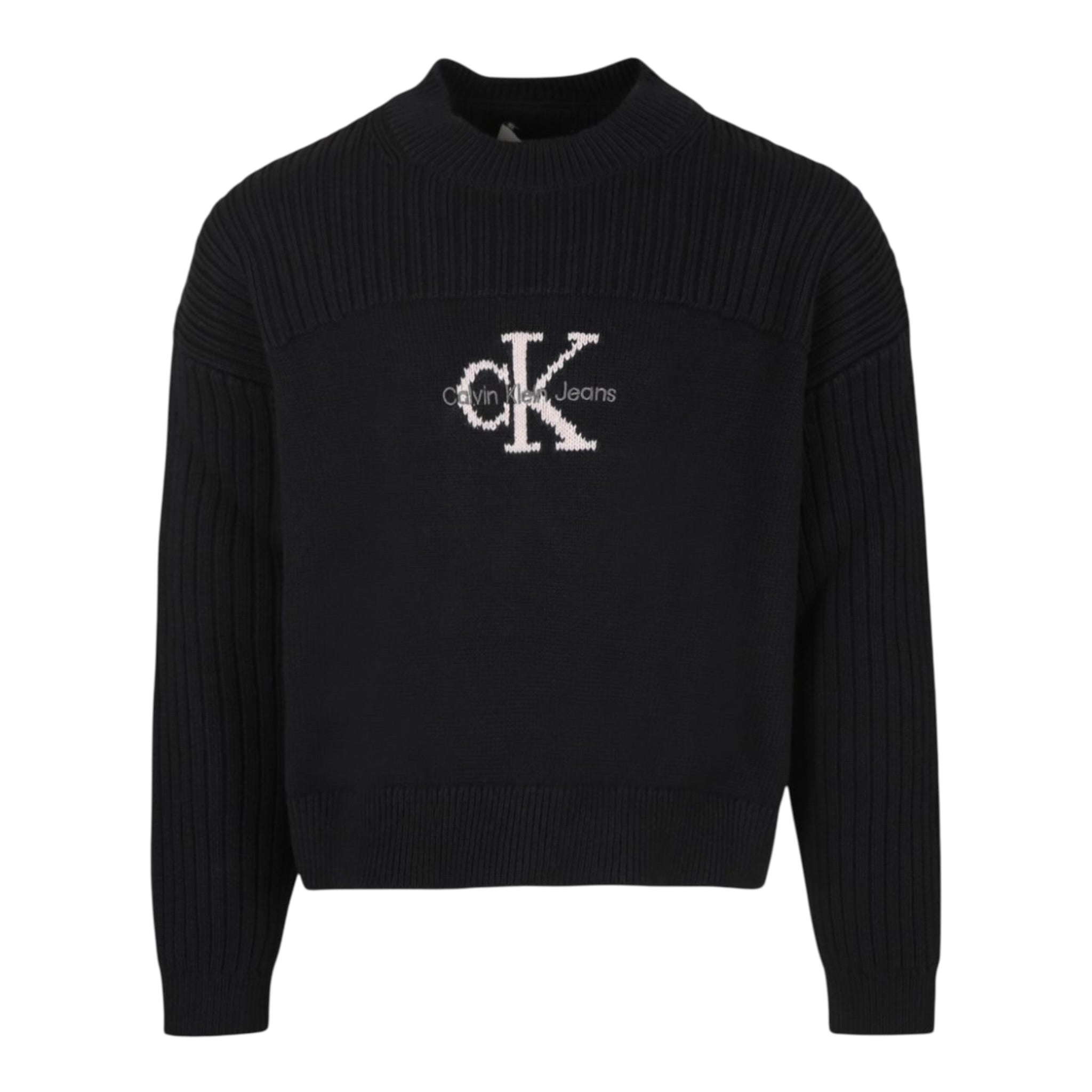 Calvin Klein Maglia Girocollo tinta unita con Logo Nero per Bambina IG0IG02654 NERO CALVIN KLEIN 
