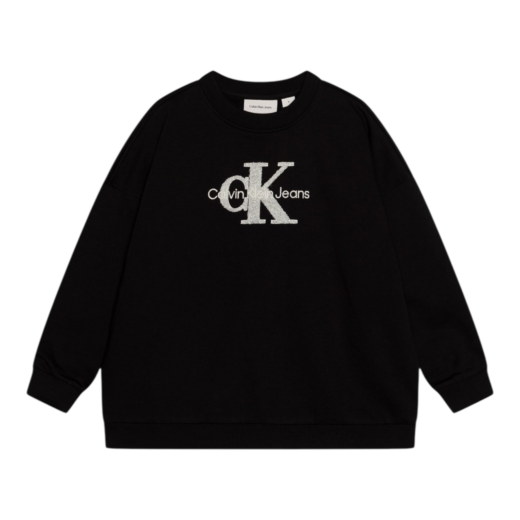Calvin Klein Felpa Chiusa Girocollo tinta unita con Logo Nero per Bambina IG0IG02738 NERO CALVIN KLEIN 