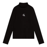 Calvin Klein Maglia tinta unita Collo Alto con Logo Nero per Bambina IG0IG02808 NERO CALVIN KLEIN 