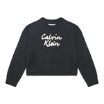 Calvin Klein Maglia Girocollo tinta unita con Ricami Nero per Bambina IG0IG02971 NERO CALVIN KLEIN 