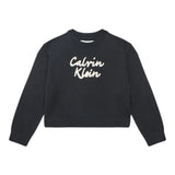 Calvin Klein Maglia Girocollo tinta unita con Ricami Nero per Bambina IG0IG02971 NERO CALVIN KLEIN 