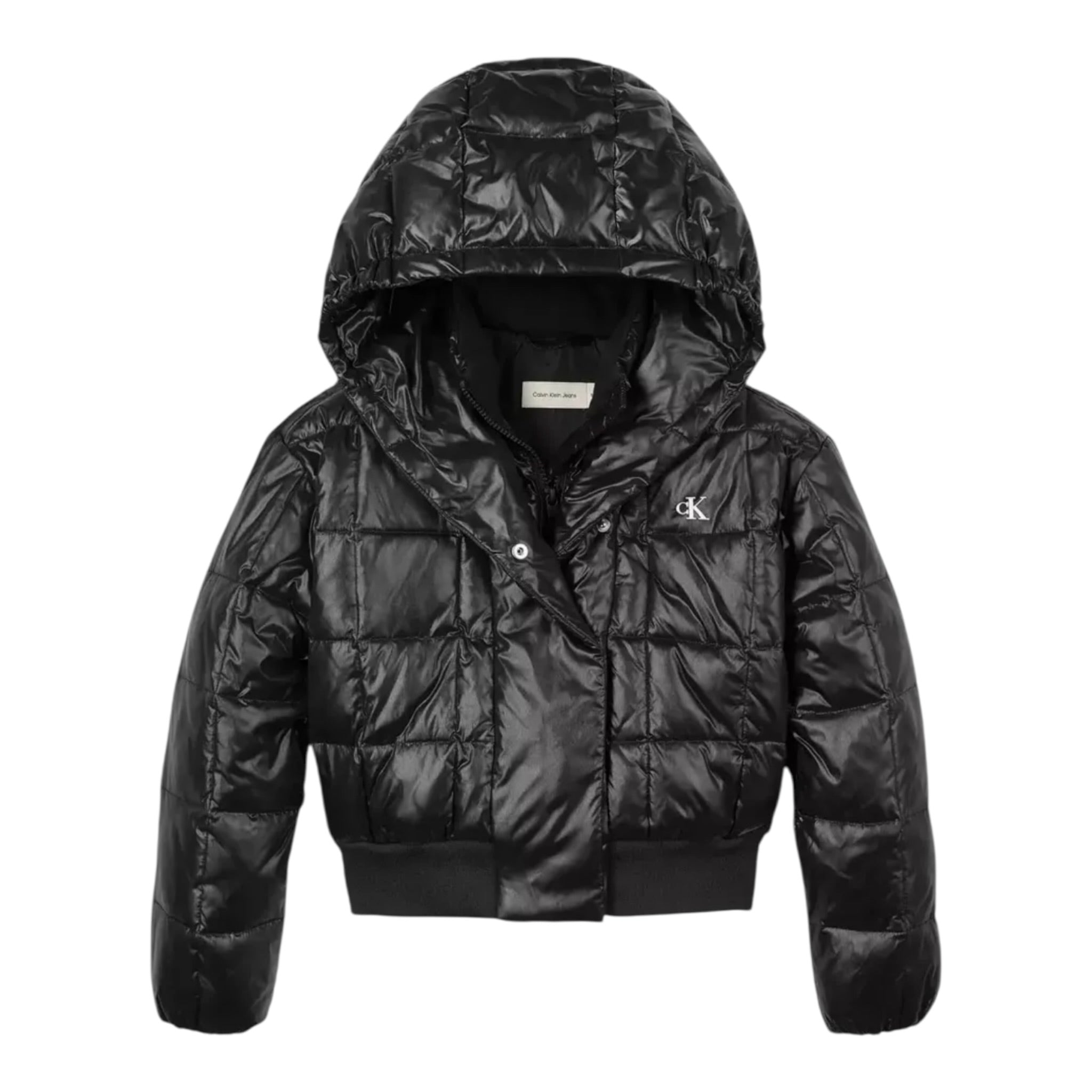 Calvin Klein Giubbino tinta unita con Zip E Cappuccio Nero per Bambino IG0IG02988 NERO CALVIN KLEIN 