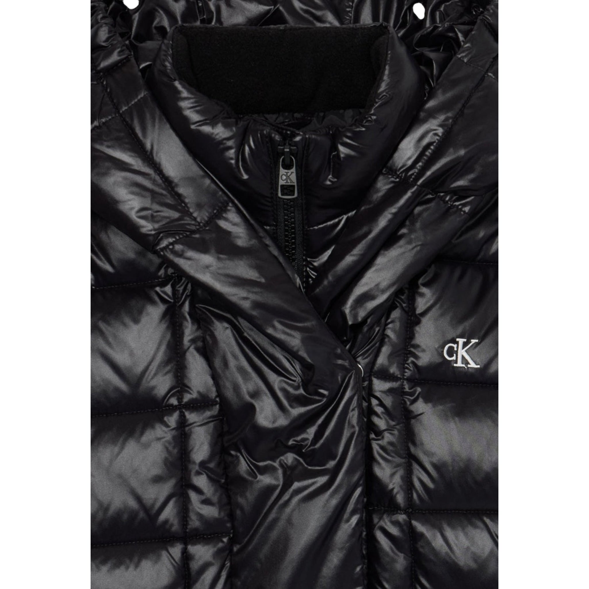 Calvin Klein Giubbino tinta unita con Zip E Cappuccio Nero per Bambino IG0IG02988X NERO CALVIN KLEIN 