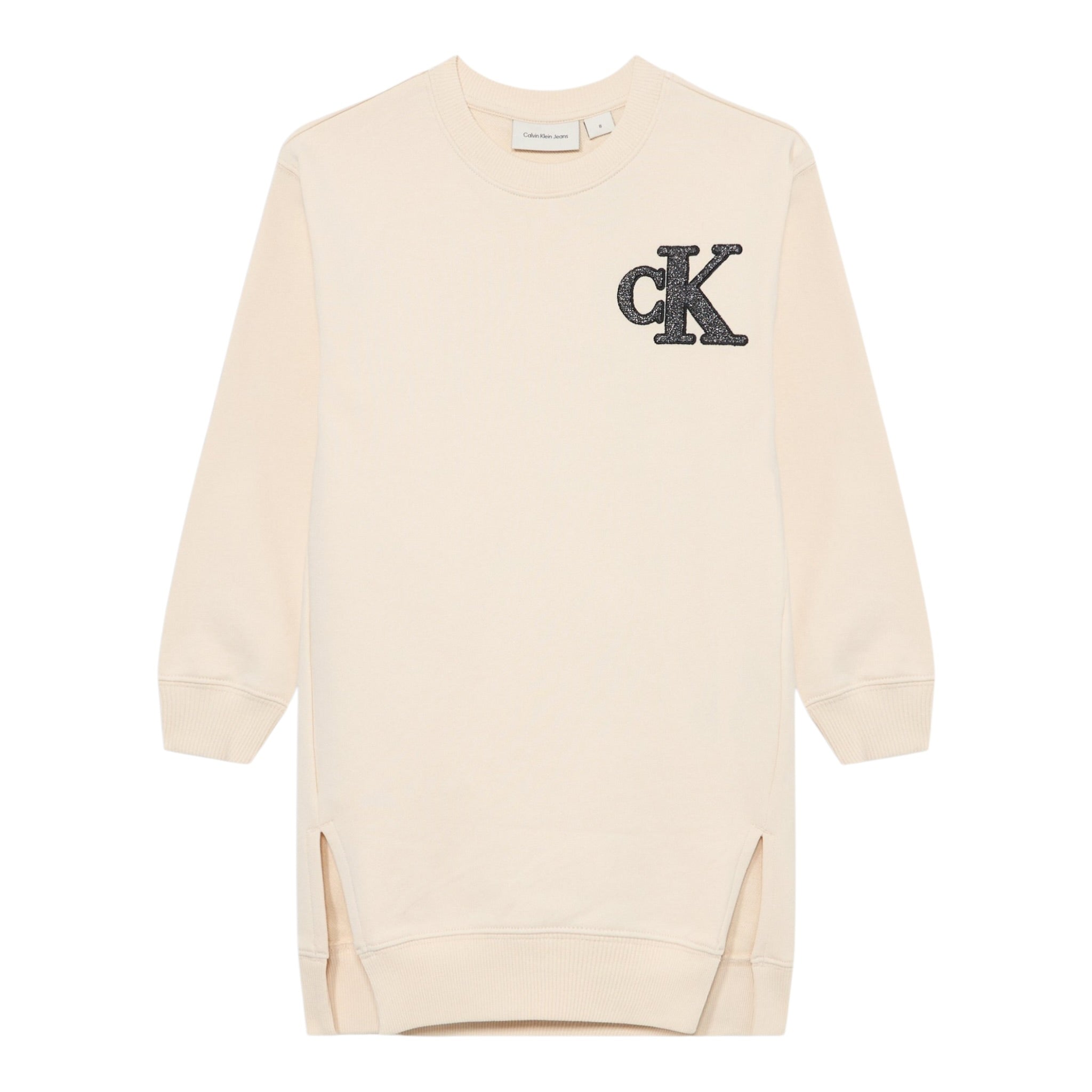 Calvin Klein Abito Manica Lunga tinta unita con Logo Panna per Bambina IG0IG03009PGB PANNA CALVIN KLEIN 