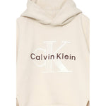 Calvin Klein Felpa Chiusa con Cappuccio tinta unita con Logo Panna per Bambina IG0IG03018T PANNA CALVIN KLEIN 