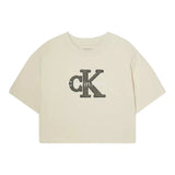 Calvin Klein T-Shirt Girocollo tinta unita con Logo Beige per Bambina IG0IG03031 BEIGE CALVIN KLEIN 