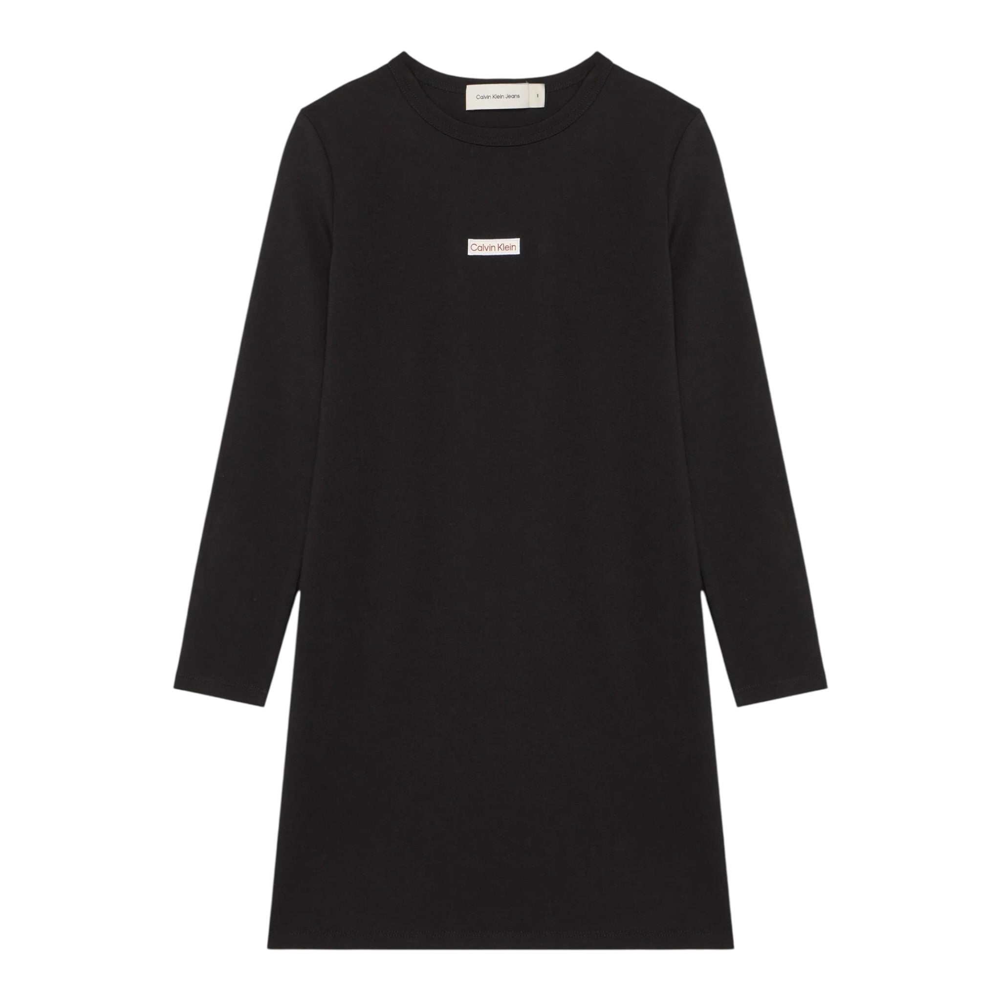 Calvin Klein Abito Manica Lunga tinta unita con Logo Nero per Bambina IG0IG03042X NERO CALVIN KLEIN 