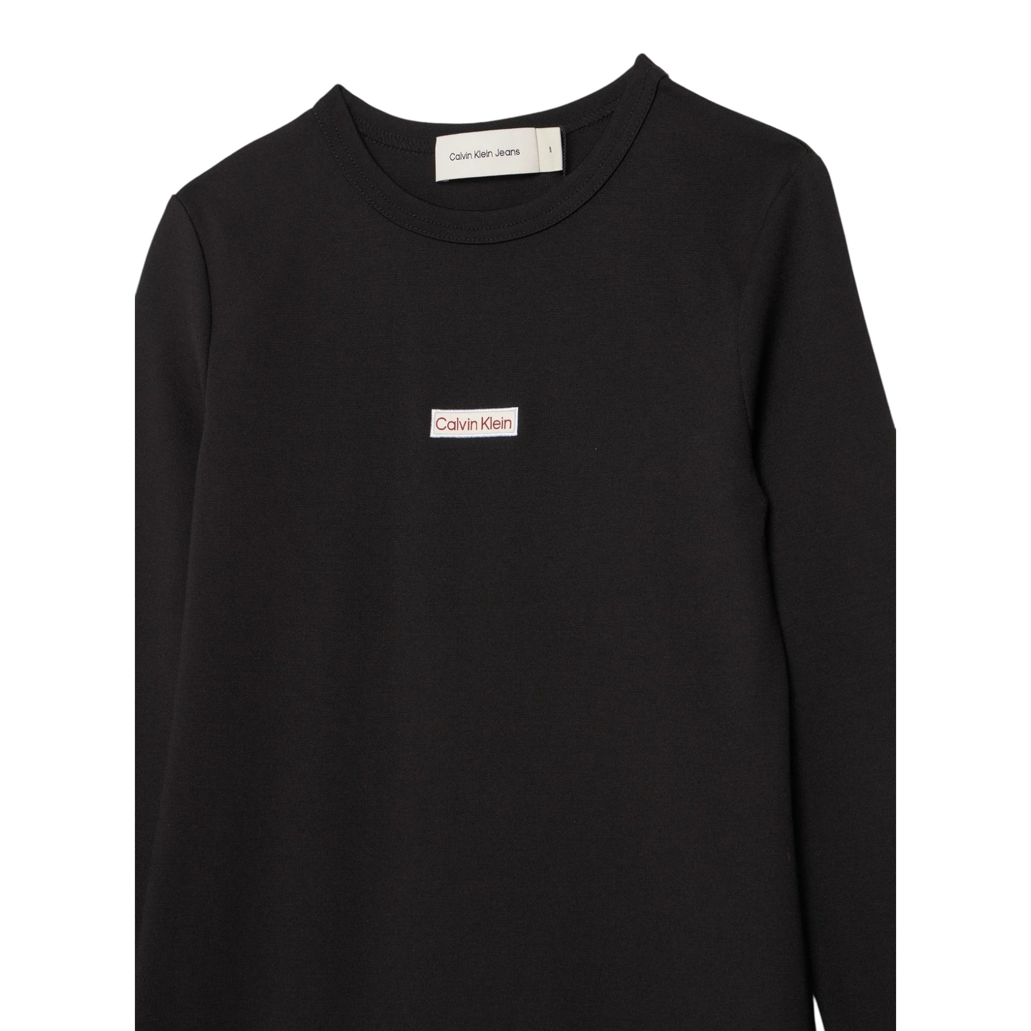 Calvin Klein Abito Manica Lunga tinta unita con Logo Nero per Bambina IG0IG03042X NERO CALVIN KLEIN 