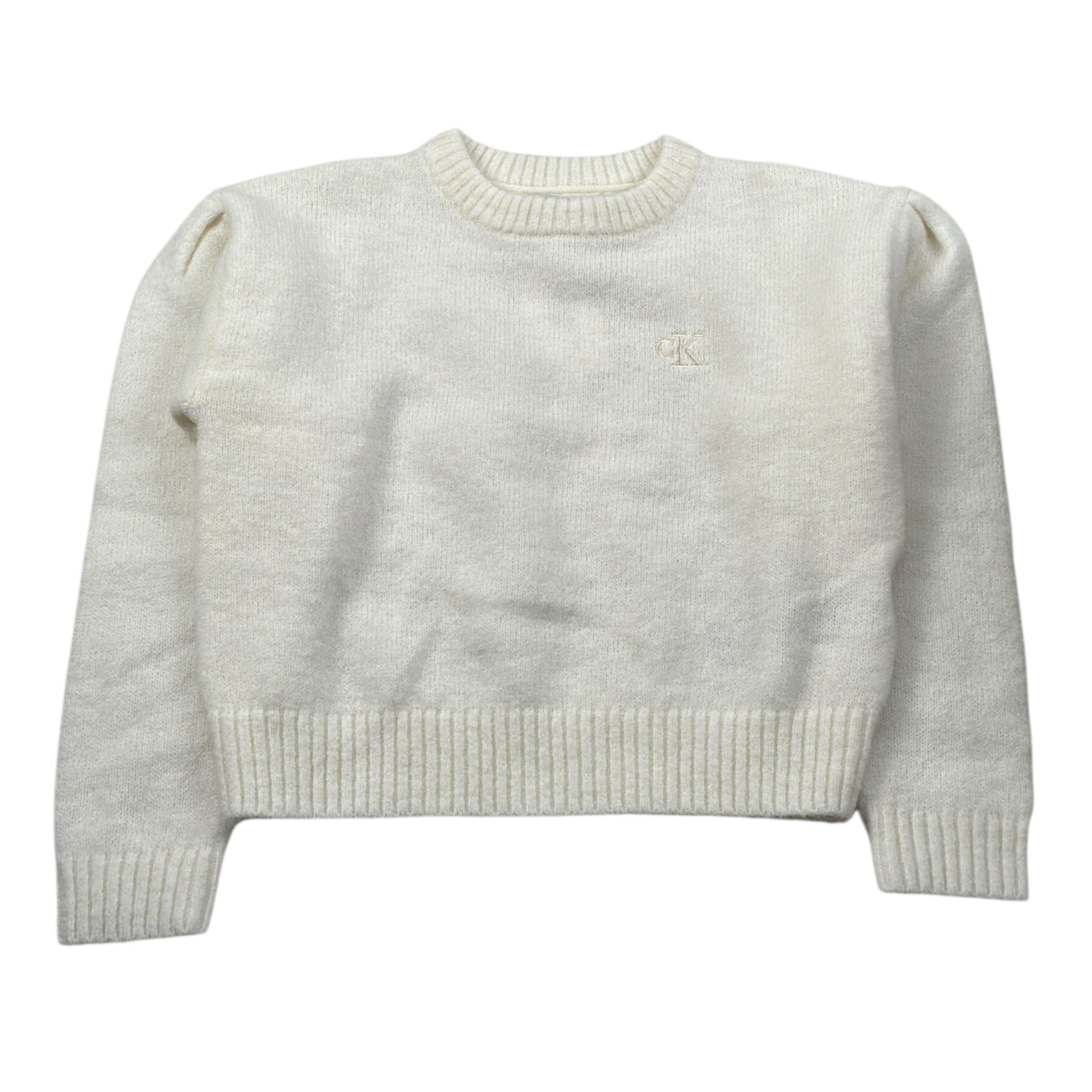 Calvin Klein Maglia Girocollo tinta unita con Logo Panna per Bambina IG0IG03048XU4 PANNA CALVIN KLEIN 