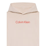 Calvin Klein Felpa Chiusa con Cappuccio tinta unita con Logo Panna per Bambino IU0IU00679T PANNA CALVIN KLEIN 