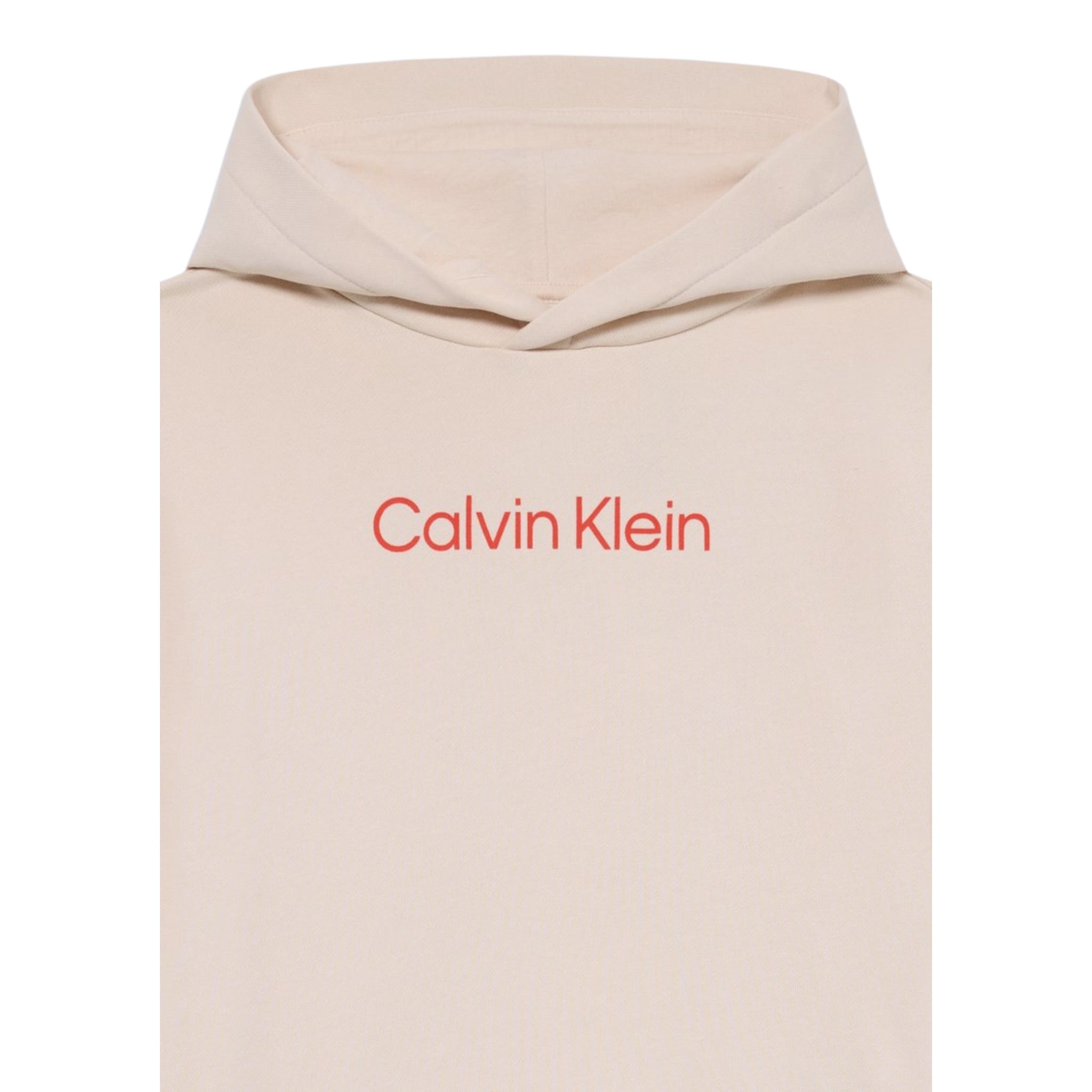 Calvin Klein Felpa Chiusa con Cappuccio tinta unita con Logo Panna per Bambino IU0IU00679T PANNA CALVIN KLEIN 