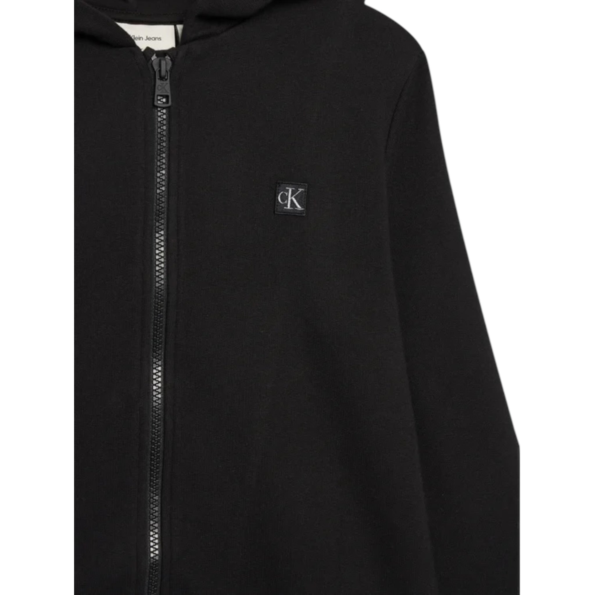 Calvin Klein Felpa Xon Zip E Cappuccio tinta unita Nero per Bambino IU0IU00707X NERO CALVIN KLEIN 