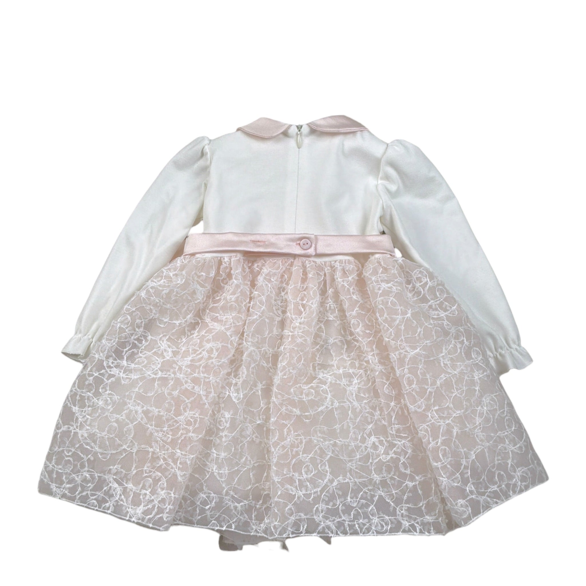 Carlo Pignatelli Abito Cerimonia Bicolore con Tulle E Ricami Bianco per Neonata CP66520 BIANCO CARLO PIGNATELLI 