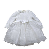 Carlo Pignatelli Abito Cerimonia tinta unita con Ricami E Tulle Bianco per Neonata CP66560 BIANCO CARLO PIGNATELLI 