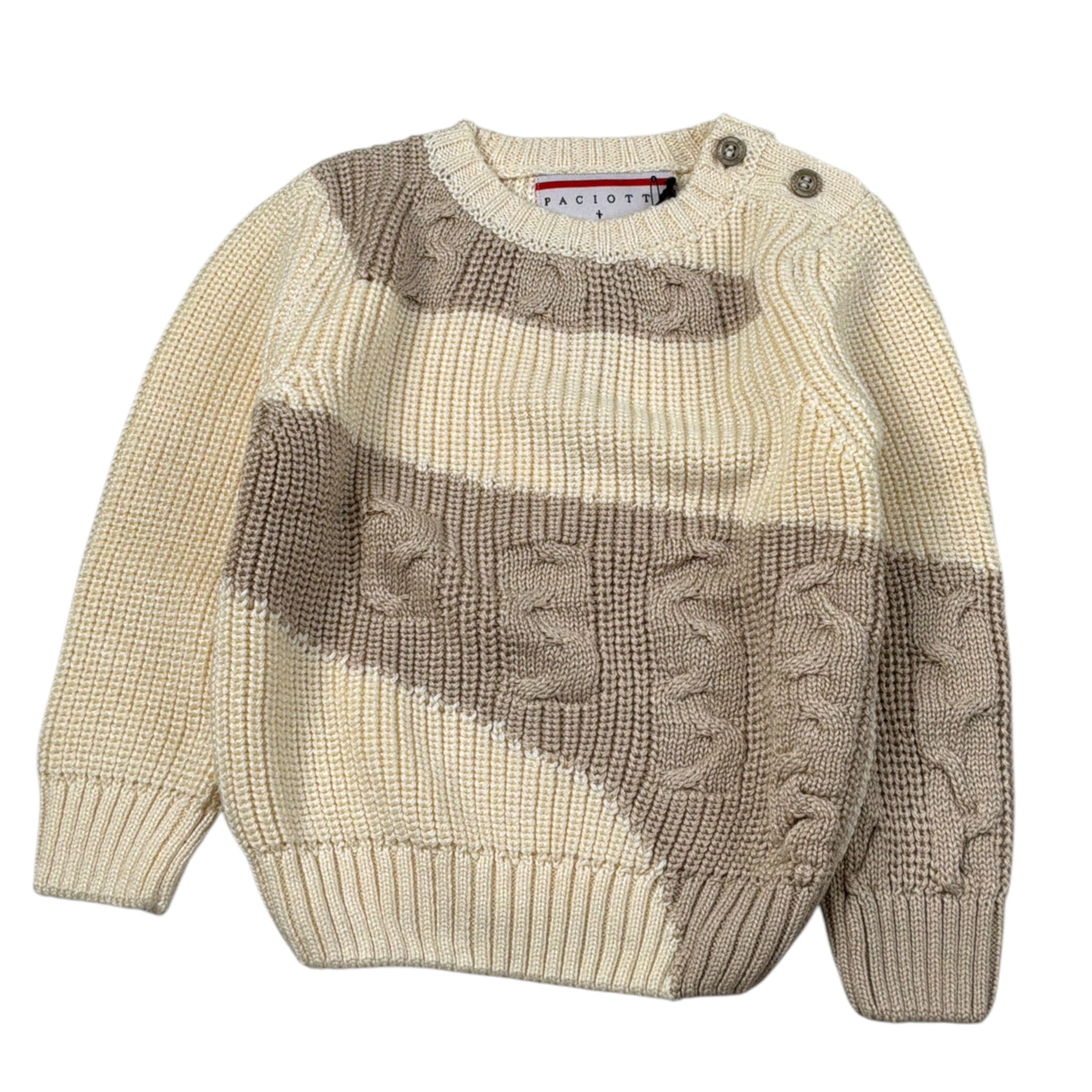 Cesare Paciotti Maglia Girocollo Bicolore Beige per Bambino MGP6358BX BEIGE CESARE PACIOTTI 