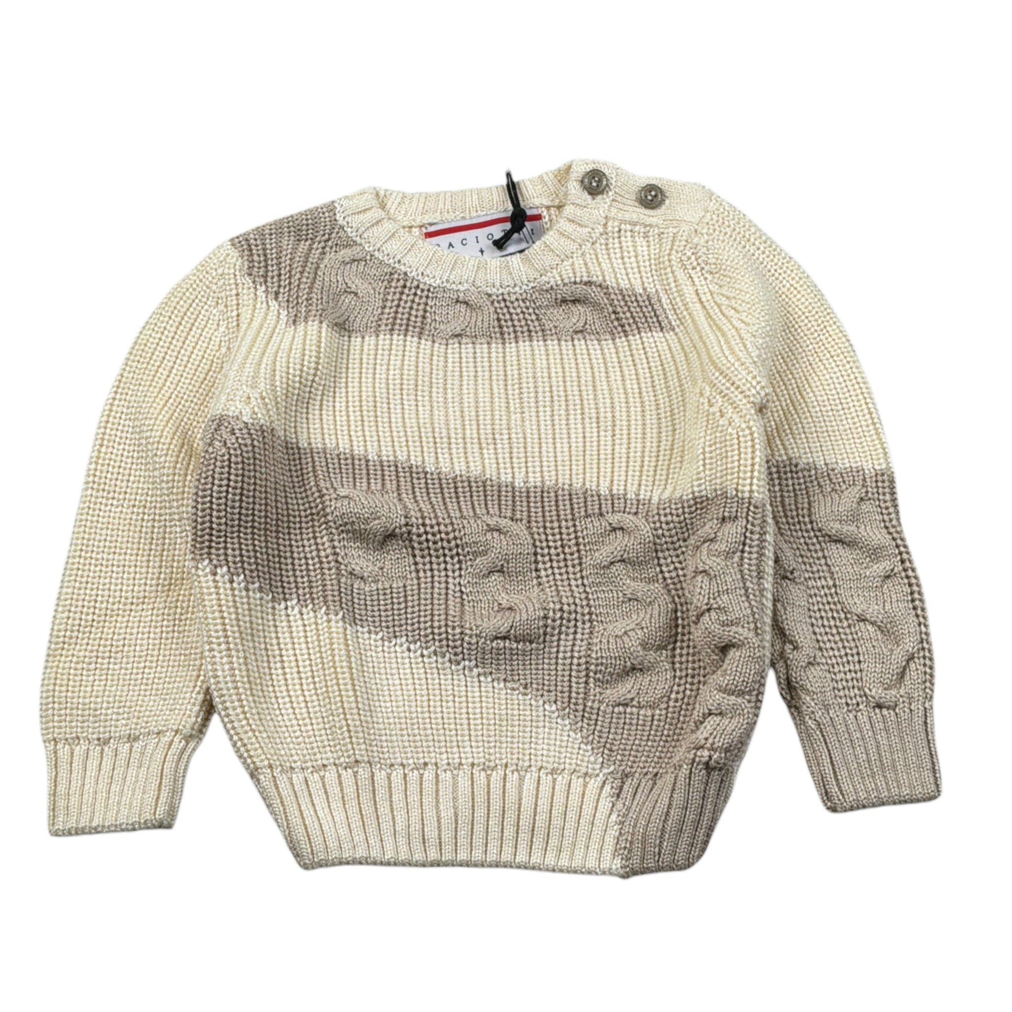 Cesare Paciotti Maglia Girocollo Bicolore Beige per Neonato MGP6358BXX BEIGE CESARE PACIOTTI 
