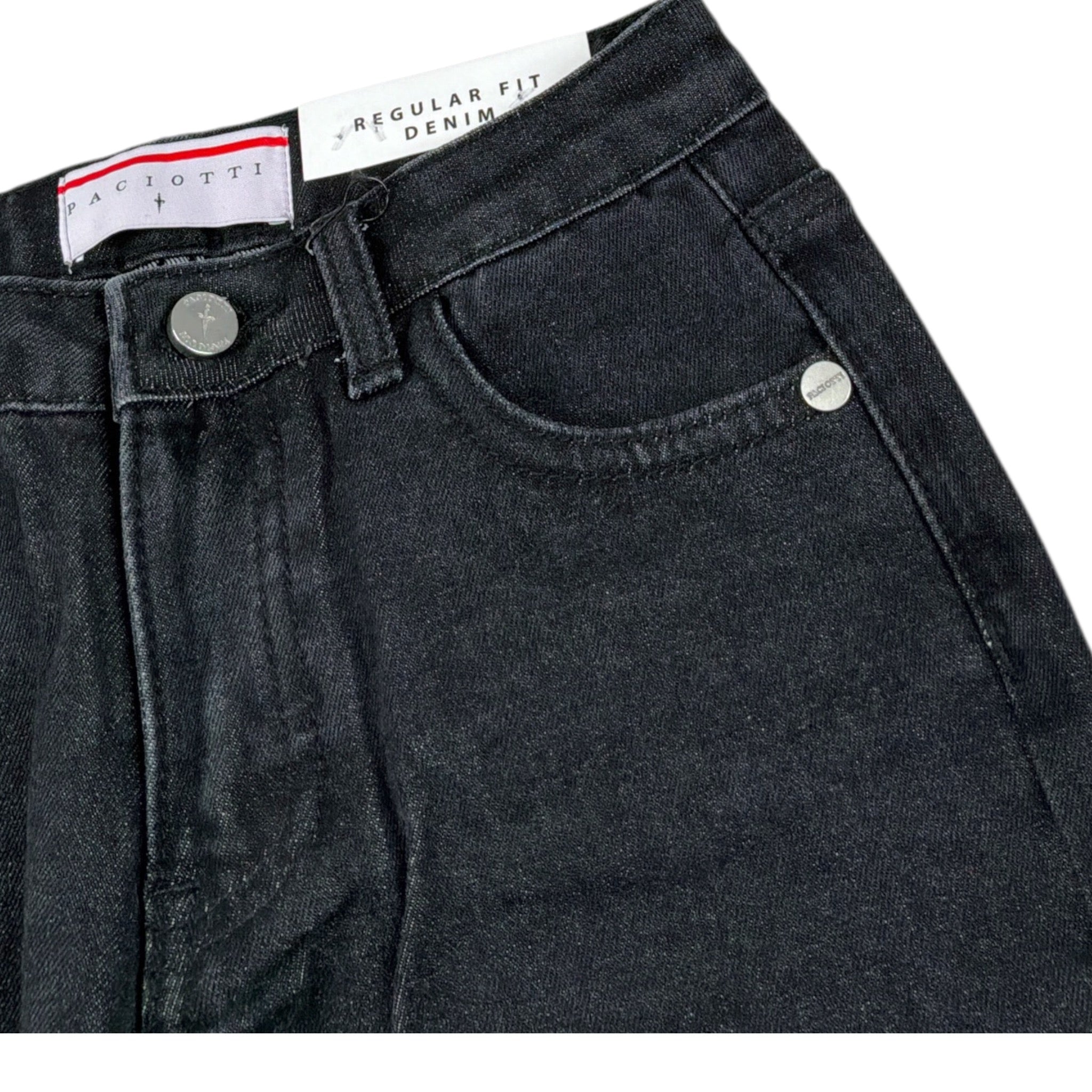 Cesare Paciotti Jeans tinta unita con Girovita Regolabile Nero per Bambino PTP6362B NERO CESARE PACIOTTI 