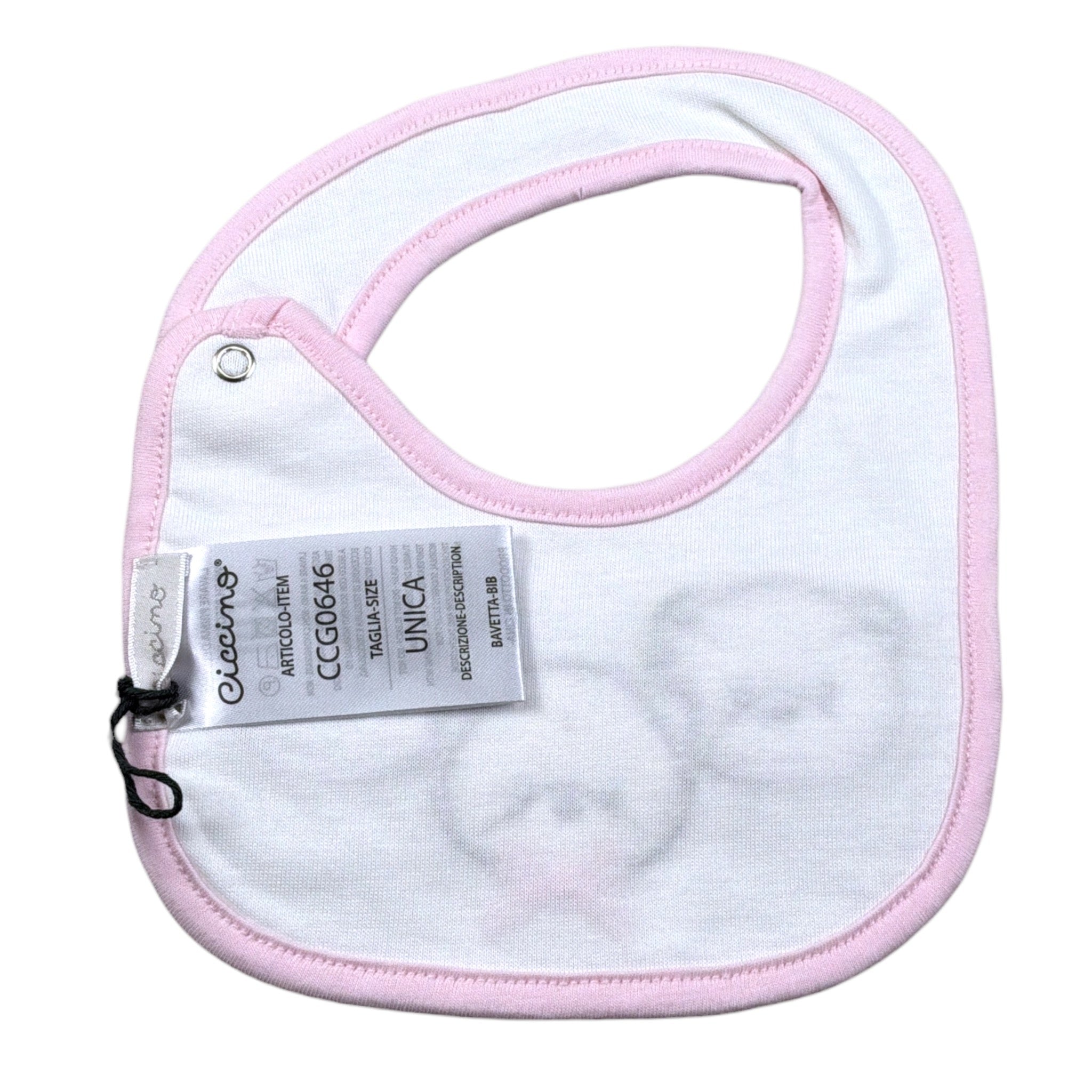 Ciccino Bavetta tinta unita con Ricami Panna per Neonata CCG0646 PANNA CICCINO 