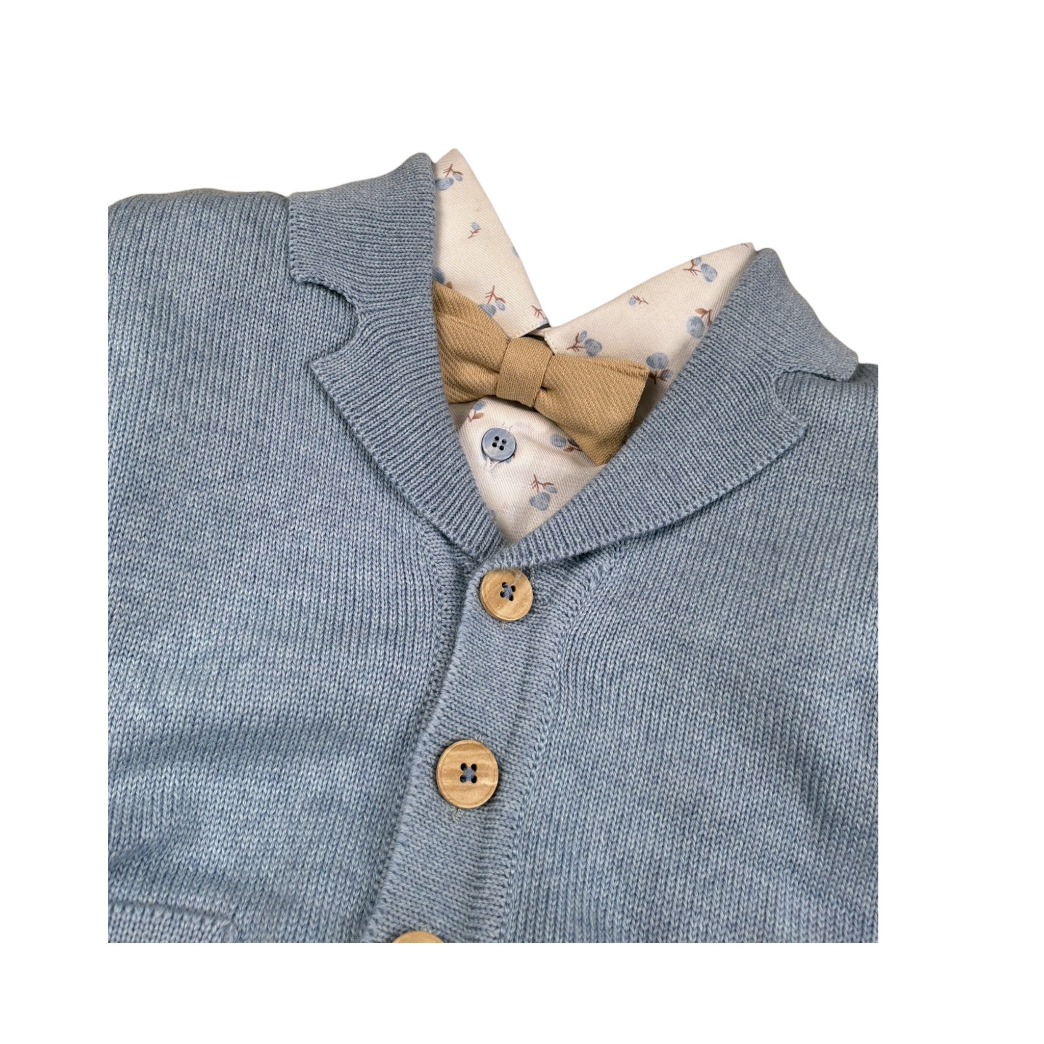 Colori Chiari Completo 4 Pezzi Camicia-Papillon-Bermuda-Cardigan Azzurro per Neonato MN407800X AZZURRO COLORI CHIARI 