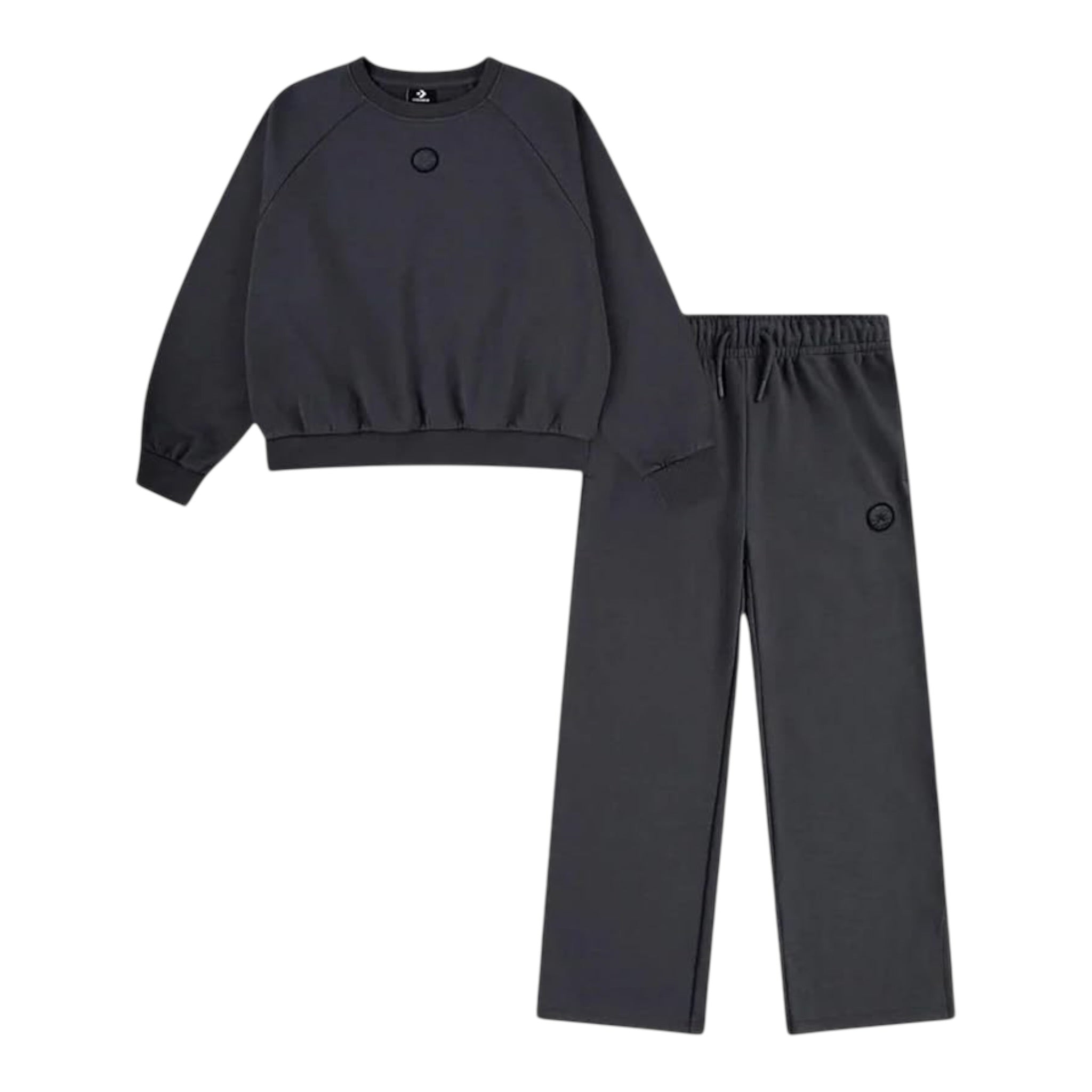 Converse Completo 2Pz Felpa-Pantalone tinta unita Grigio per Bambina 4CH415 GRIGIO CONVERSE 