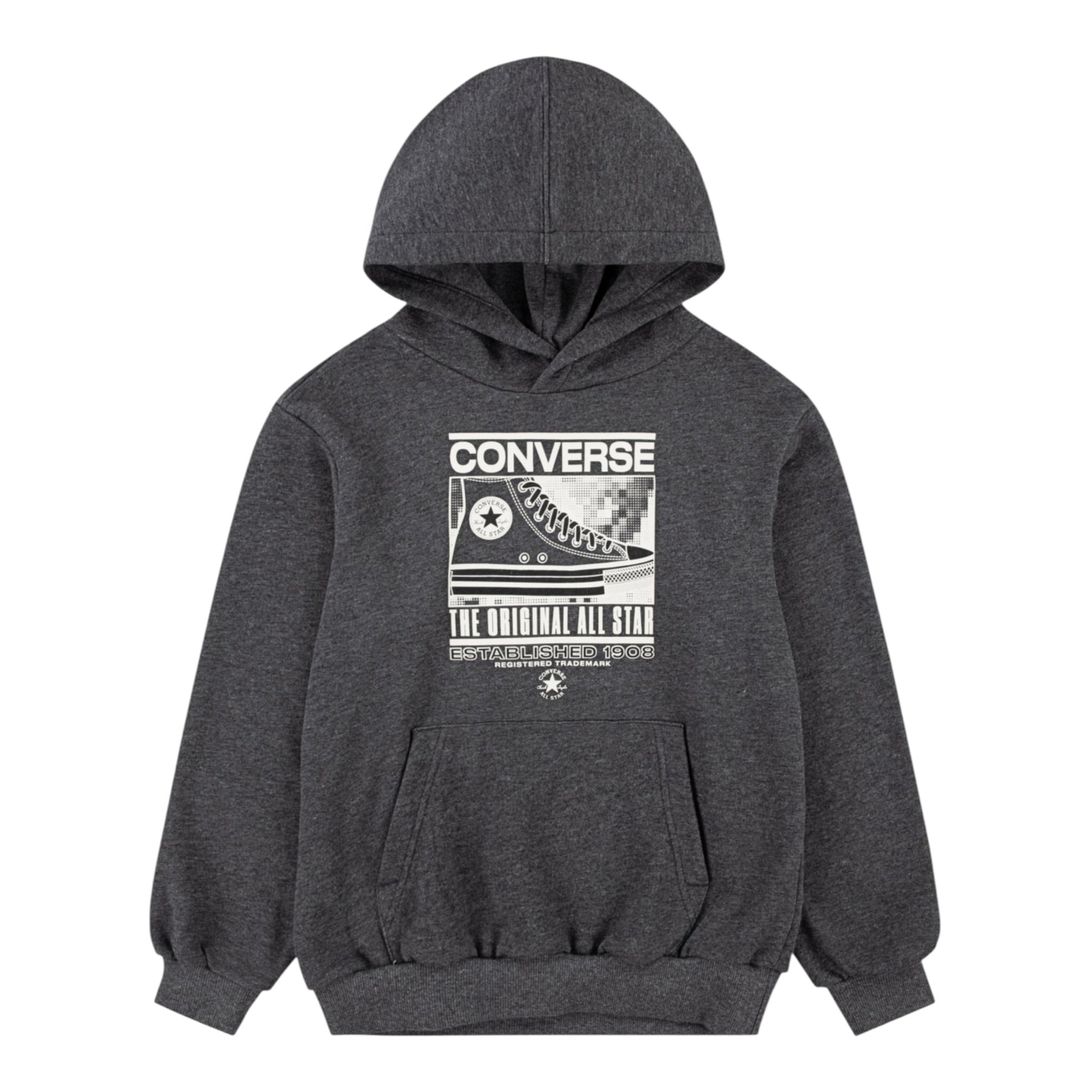 Converse Felpa tinta unita con Cappuccio E Stampa Grigio per Bambino 9CH438 GRIGIO CONVERSE 
