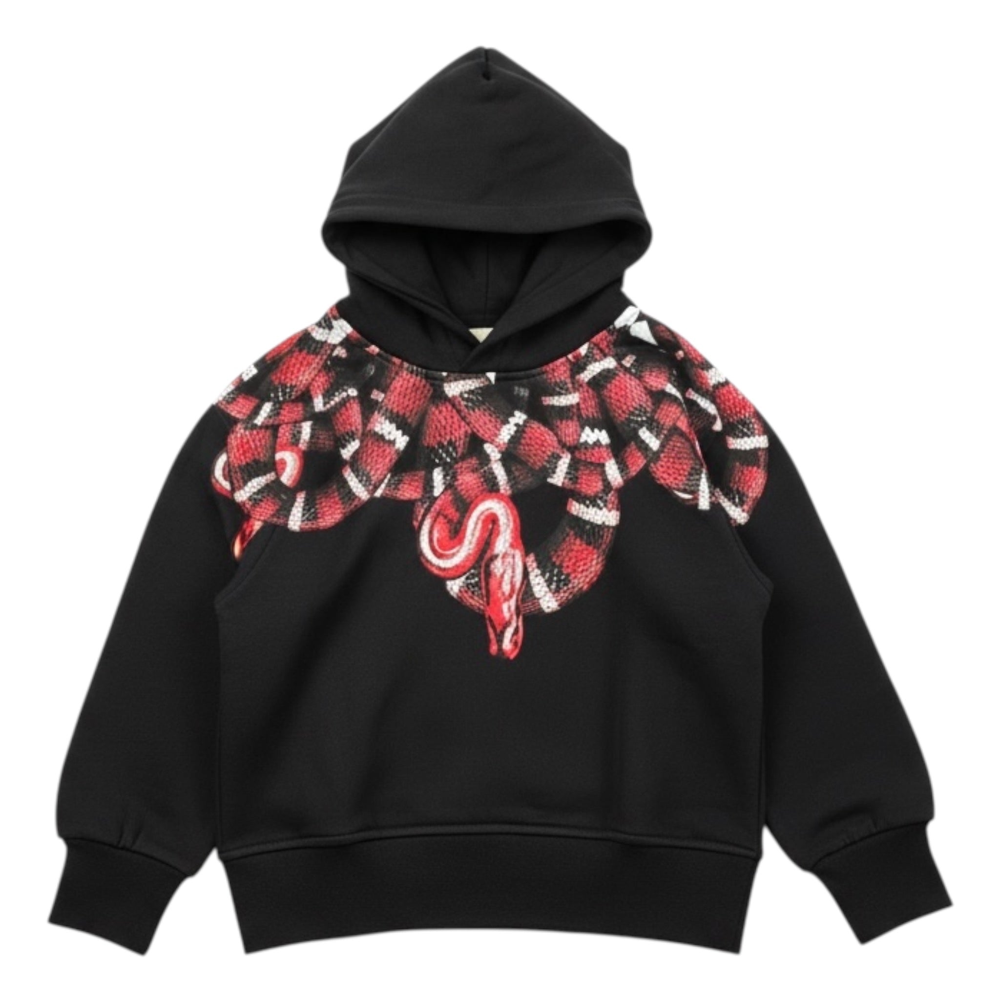Marcelo Burlon Felpa tinta unita con Cappuccio E Stampa Nero per Bambino F5CMJBHS038 NERO MARCELO BURLON 