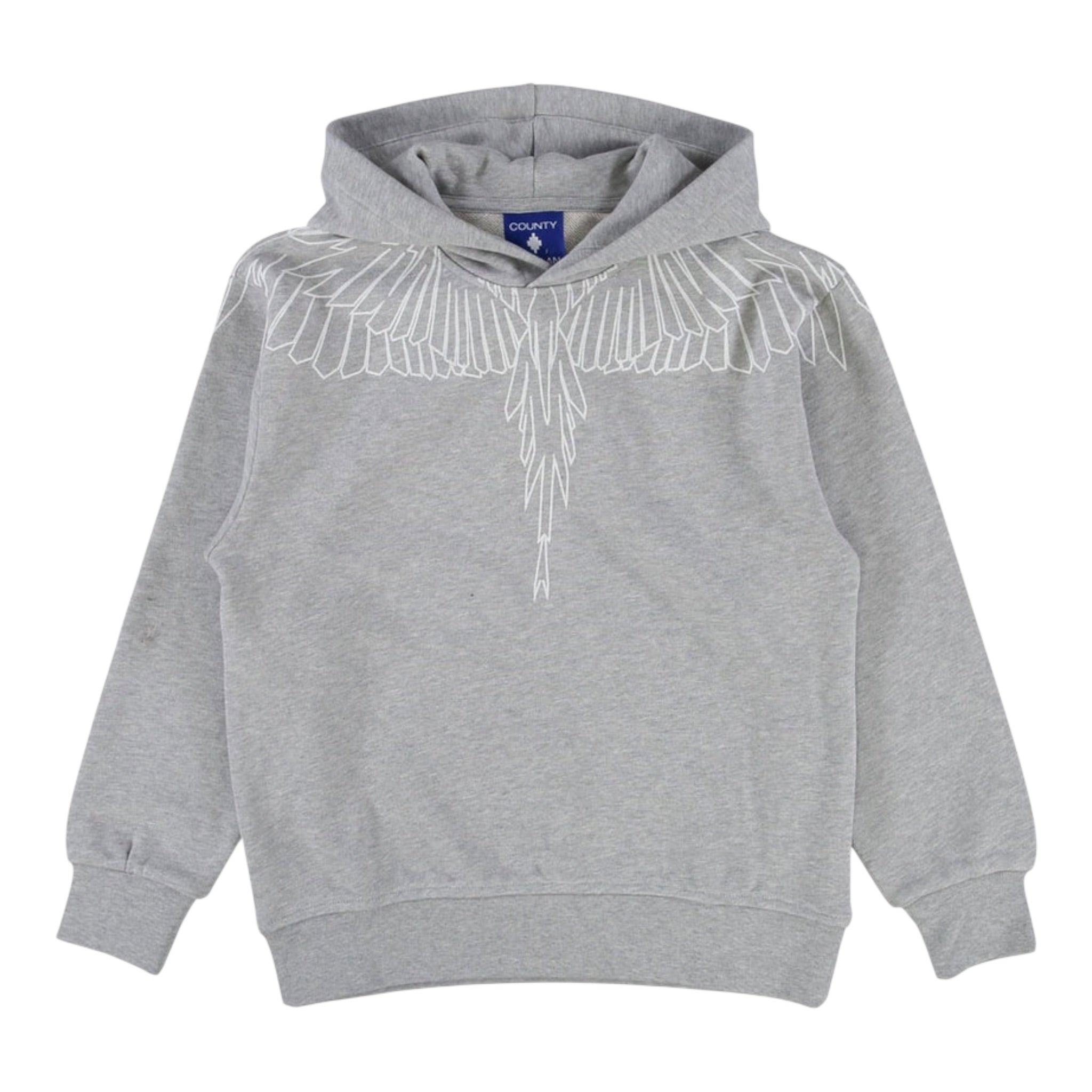 Marcelo Burlon Felpa con Cappuccio tinta unita con Stampa Grigio per Bambino F5CMJBHS072 GRIGIO MARCELO BURLON 