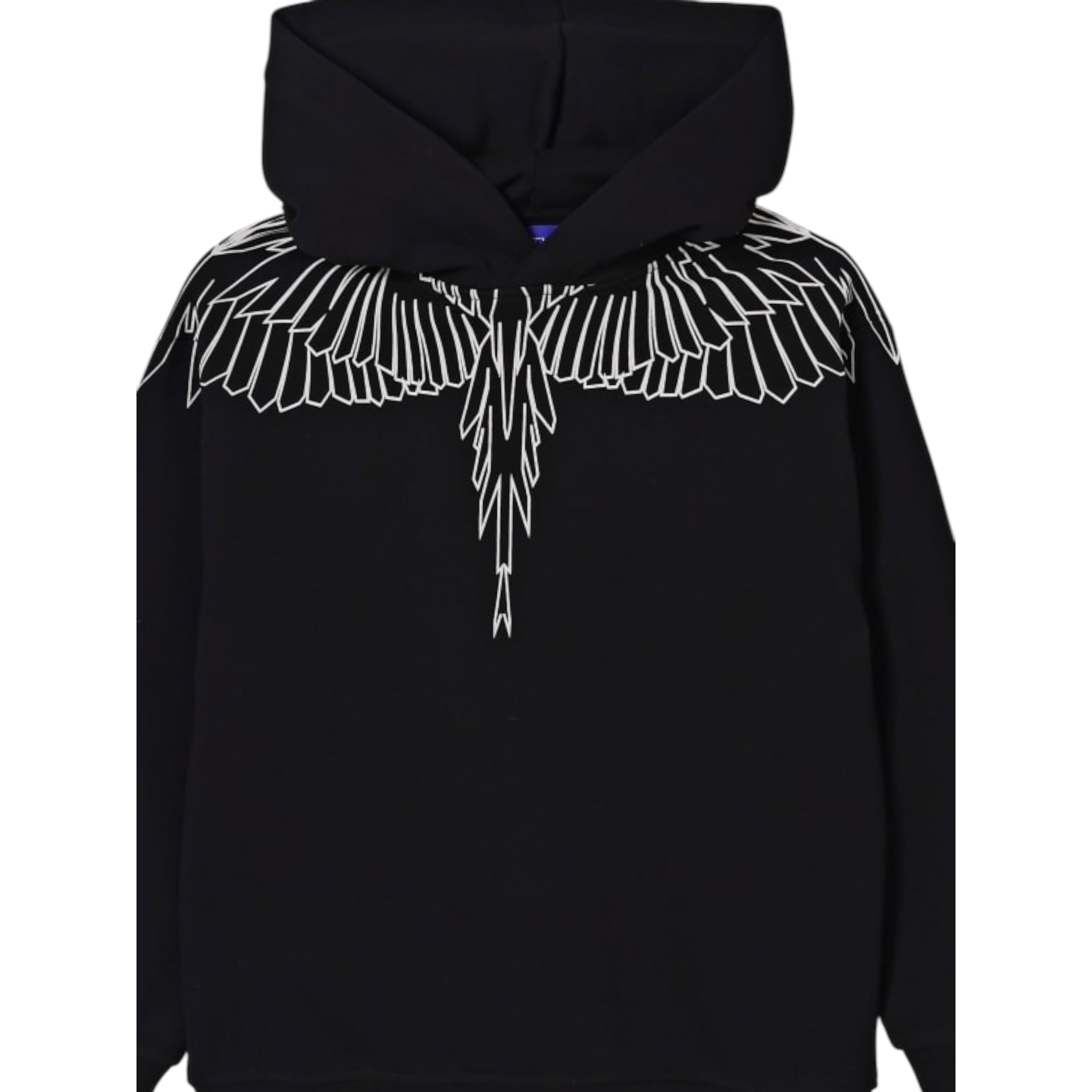 Marcelo Burlon Felpa con Cappuccio tinta unita con Stampa Nero per Bambino F5CMJBHS072 NERO MARCELO BURLON 