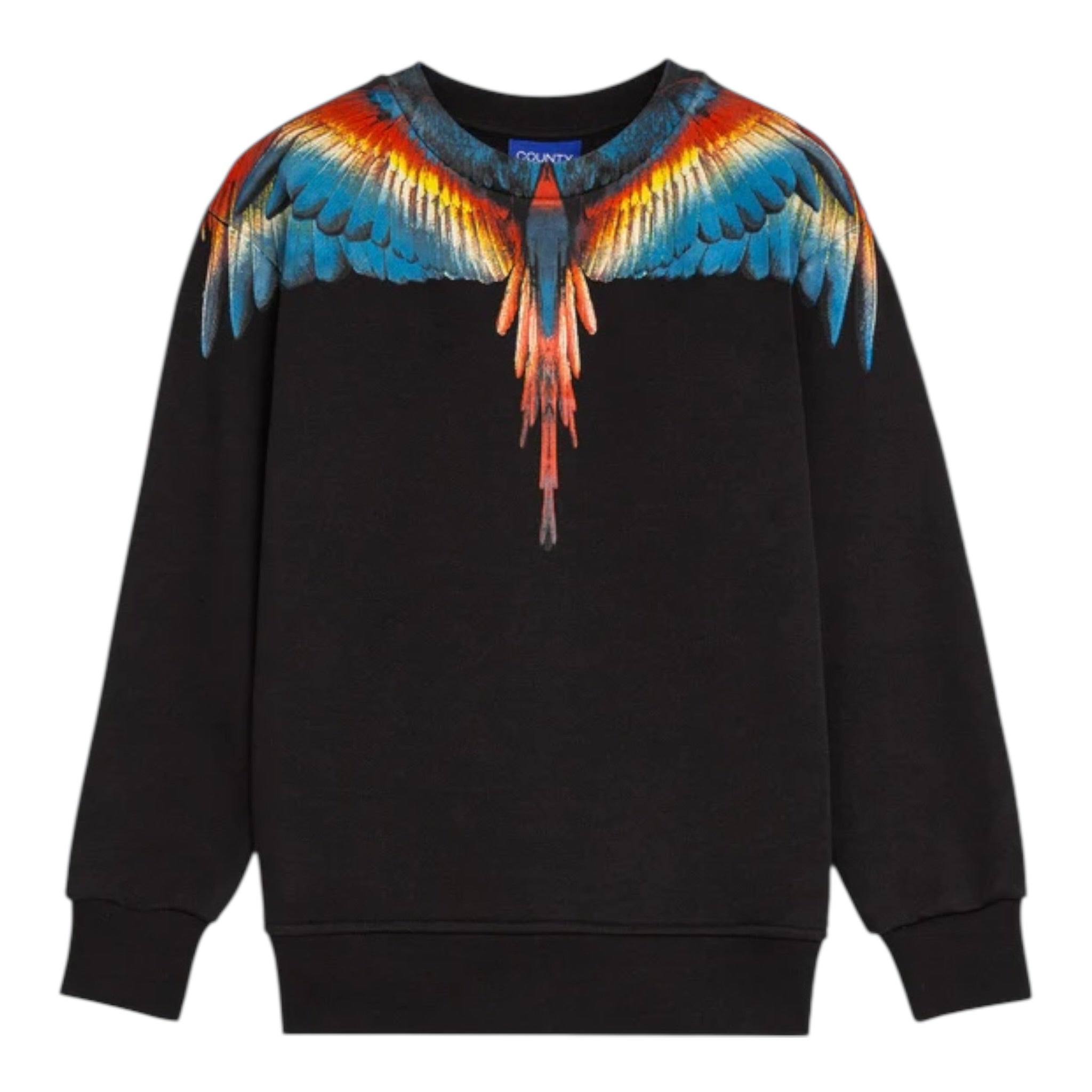 Marcelo Burlon Felpa Girocollo tinta unita con Stampa Nero per Bambino F5CMJBSW059 NERO MARCELO BURLON 