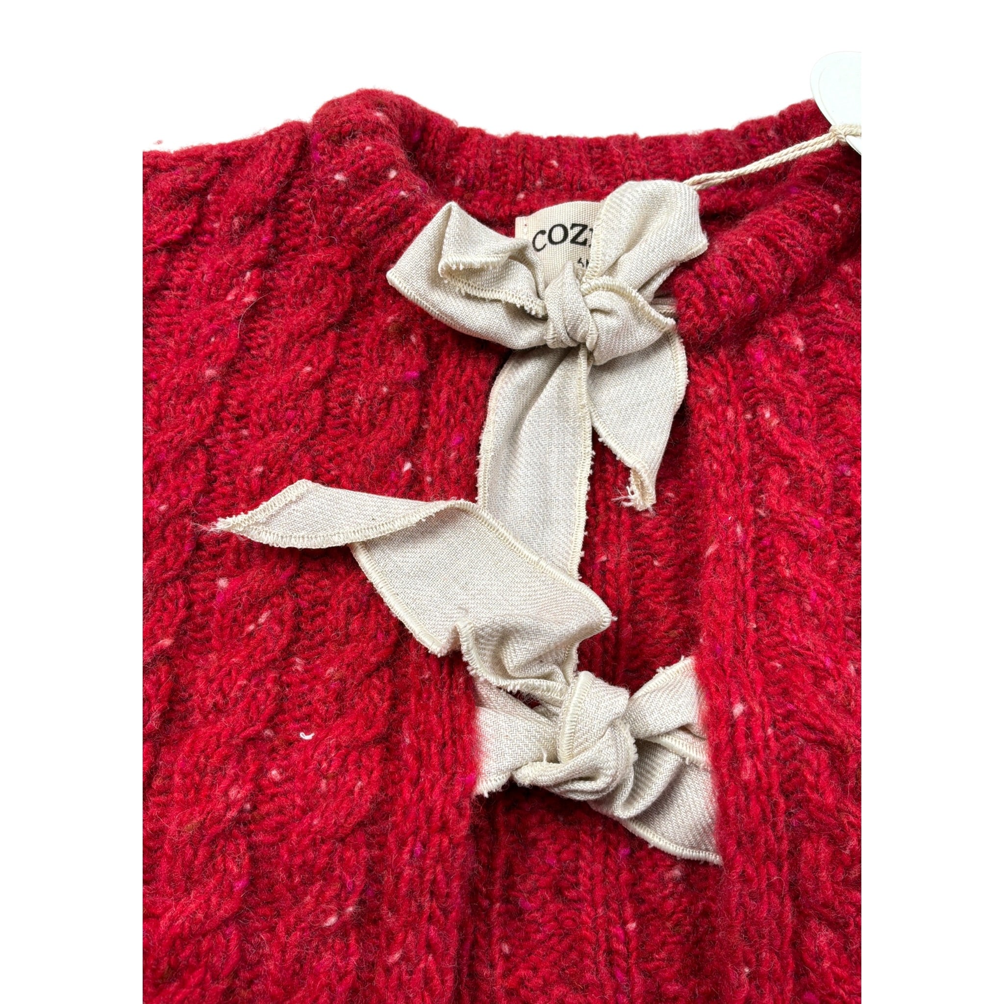 Cozmo Cardigan tinta unita con Fiocchi Rosso per Neonata MARTINIQUE228W5 ROSSO COZMO 