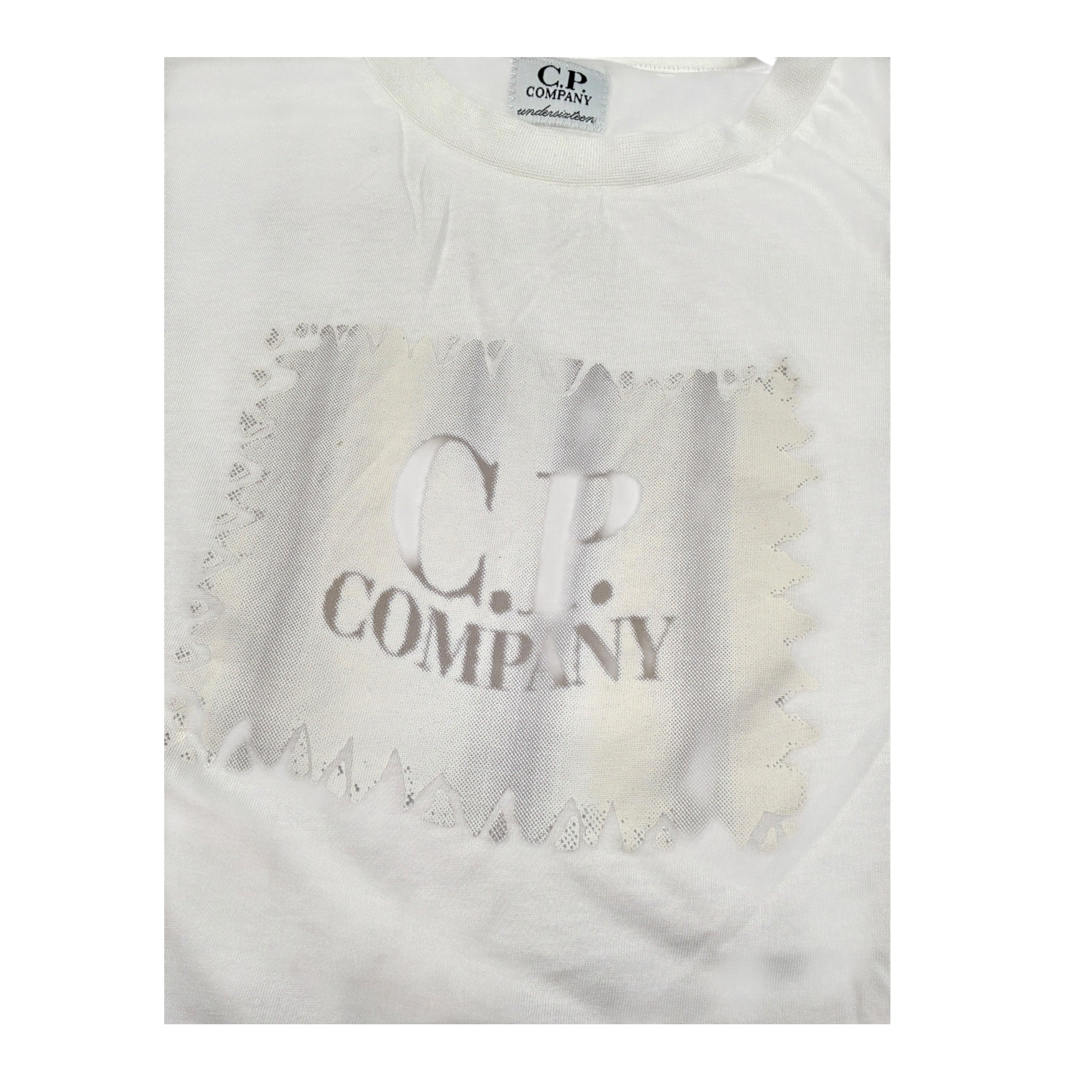 C.P. Company T-Shirt Girocollo tinta unita con Stampa Bianco per Bambino CQM002 BIANCO C.P. COMPANY 